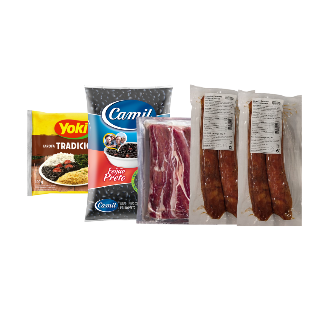 Kit Feijoada MPB (Moyen) - 1 Haricot + 2 Saucisses calabraises + 1 Viande séchée + Farofa Yoki