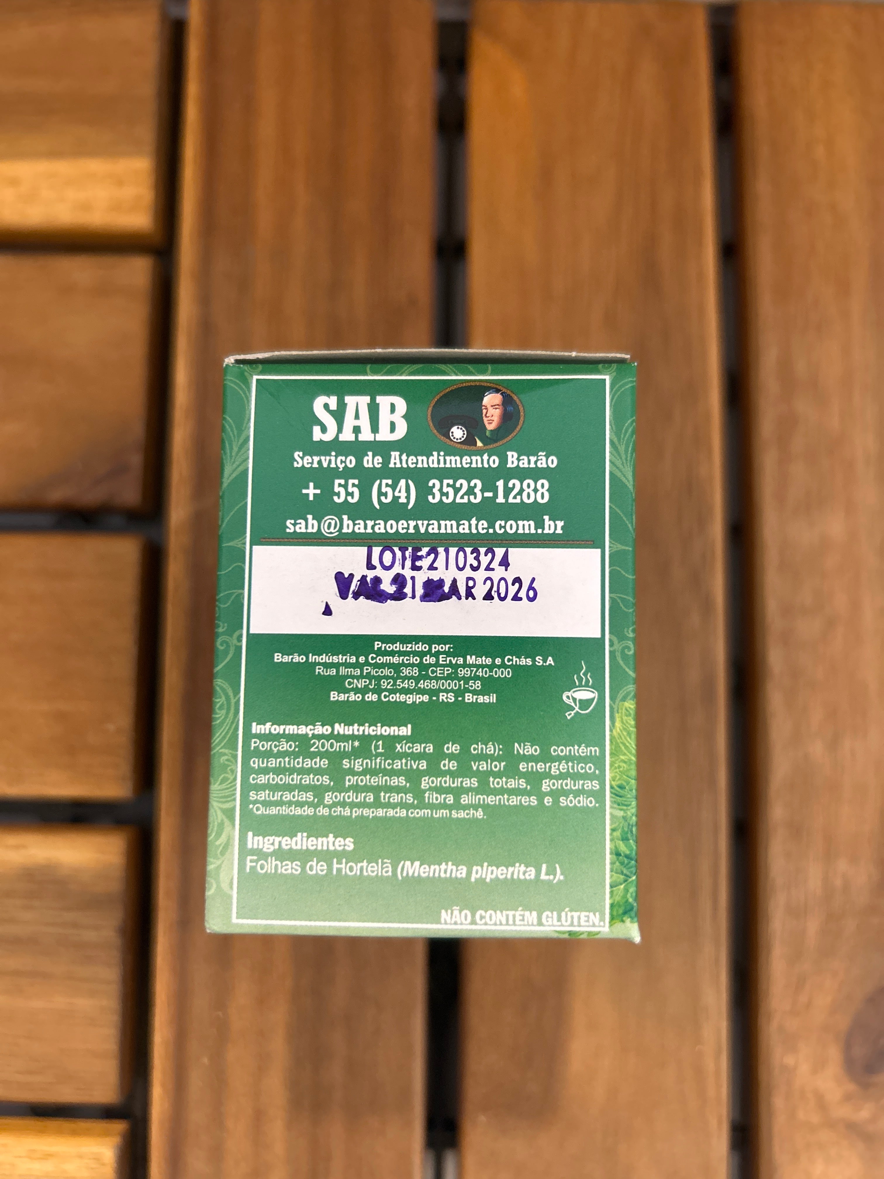 Tisane à la menthe (10 sachets) (Thé à la Menthe 10 sachets) - BARÃO