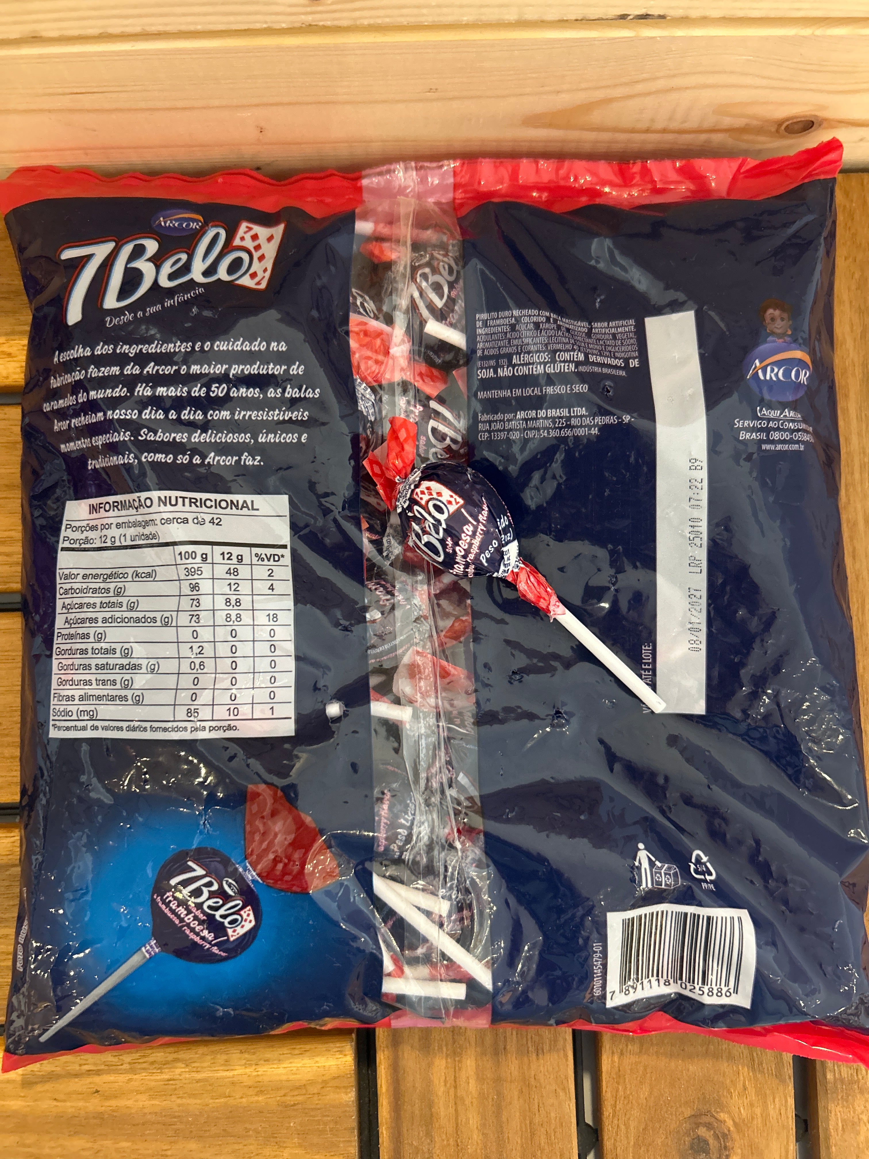 Sucette à la Framboise sachet (Pirulito de Framboesa) - 7 BELO - 500g