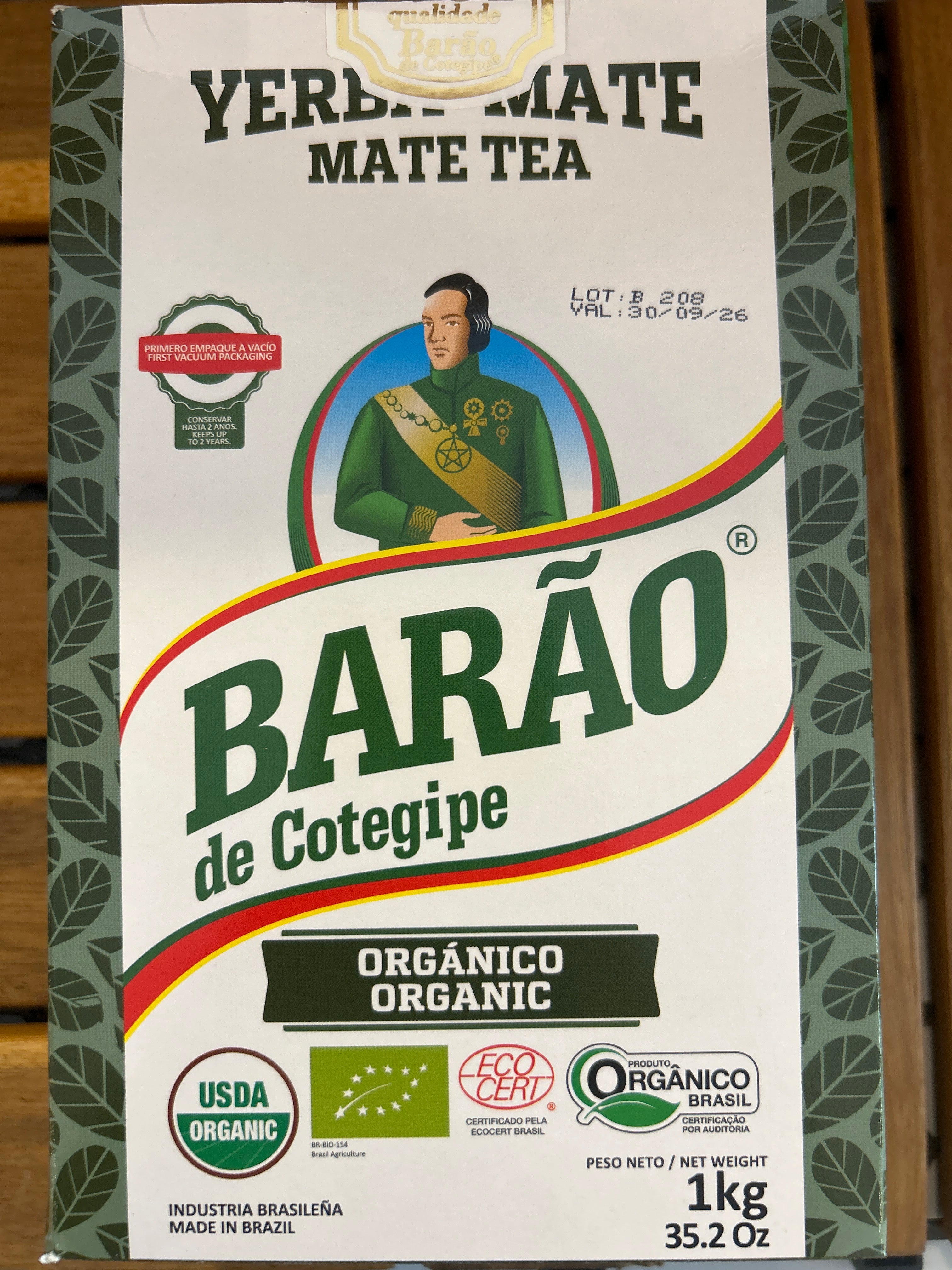 Yerba mate organique (Erva Mate para Chimarrão Orgânica) BARÃO - 1kg