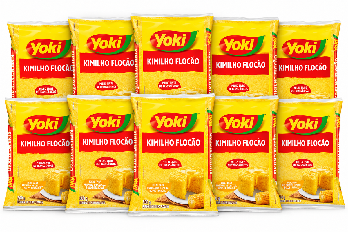 Lot - Farine de maïs Kimilho Flocão - YOKI - 500g - 10 unités