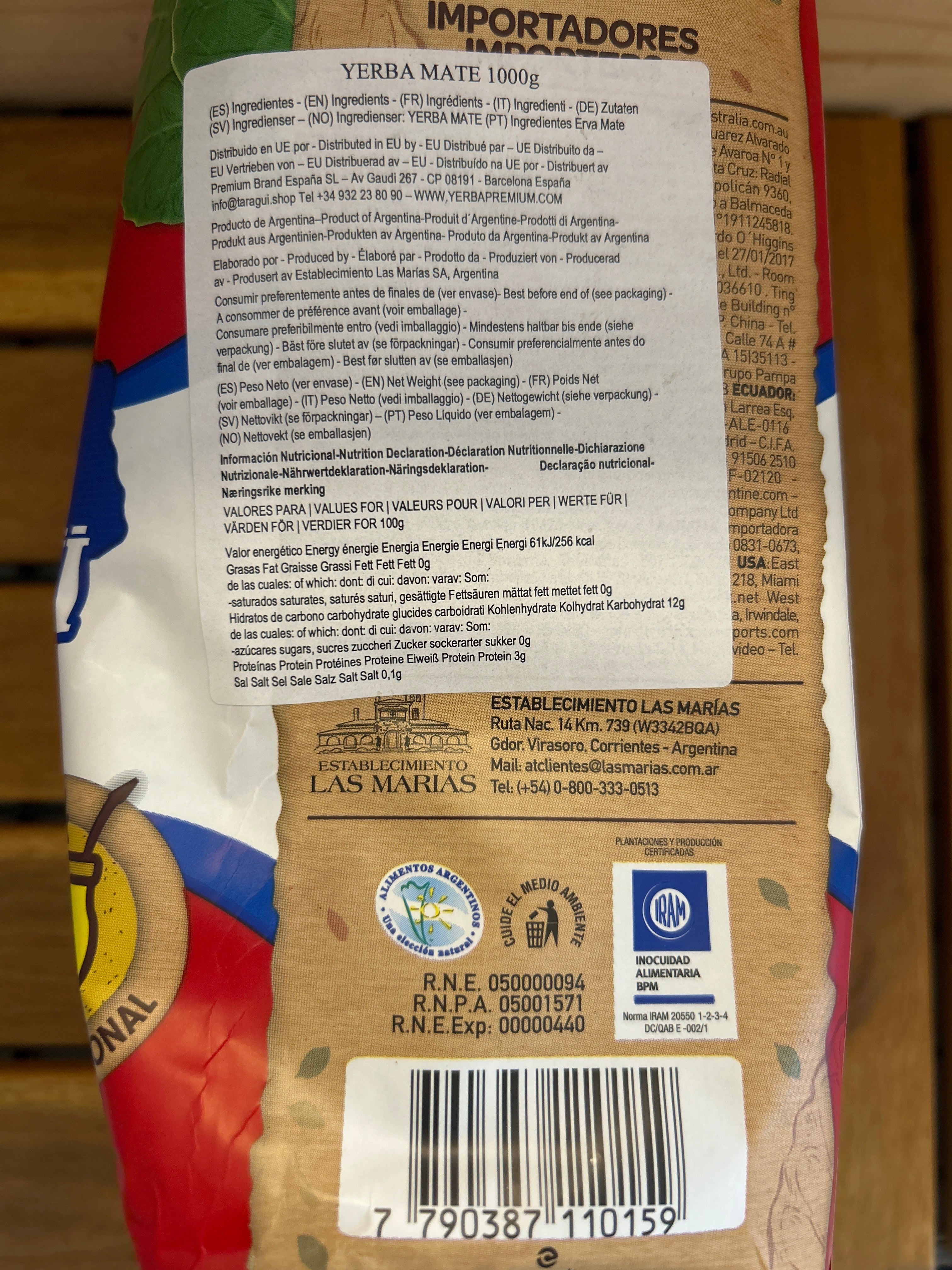 Yerba Mate d'Argentine (Erva Mate Chimarrão Argentina) - TARAGUI - 1kg