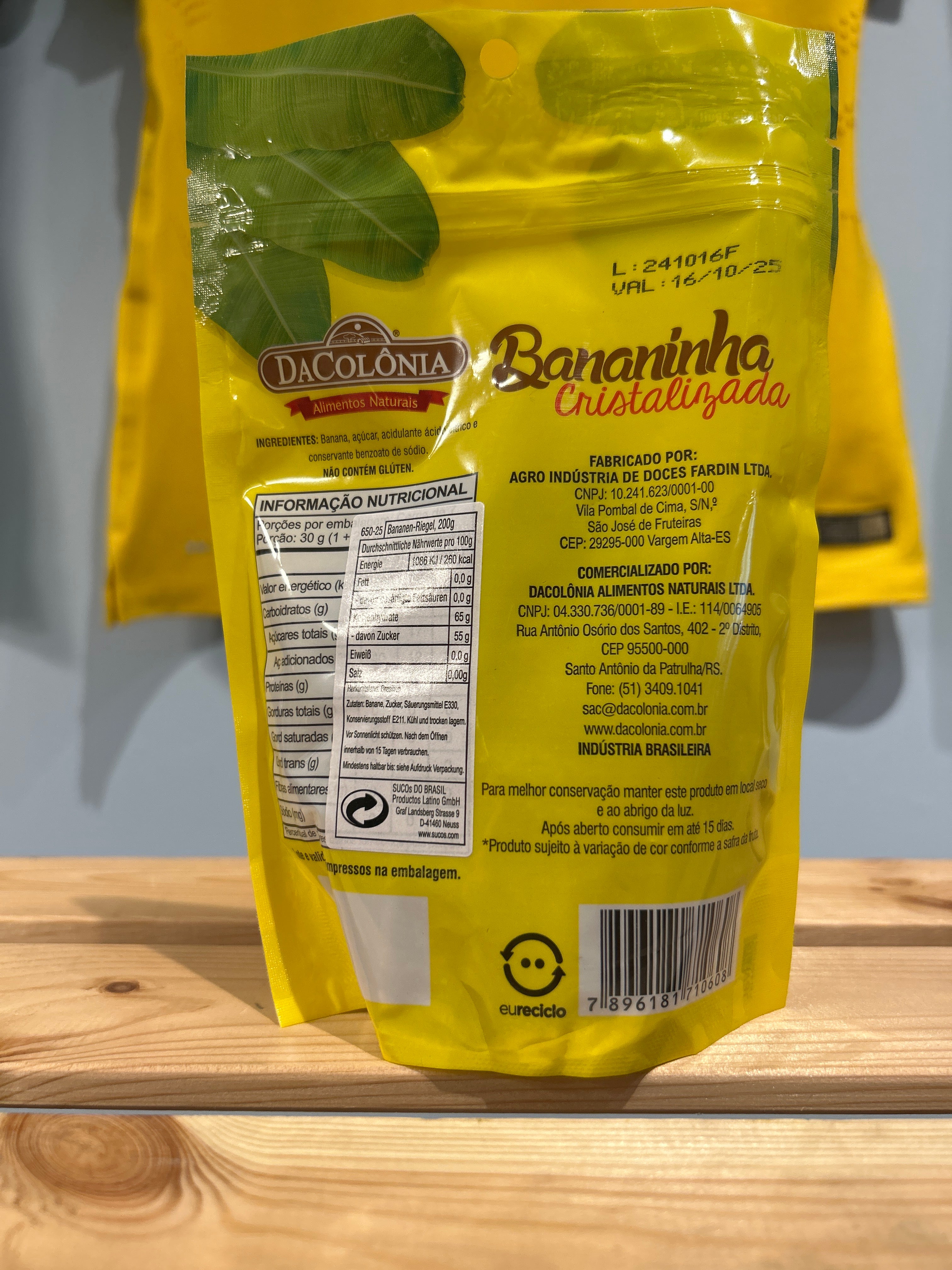 Banana Fruit Paste Bars (Bananinha Cristalizada) - DACOLONIA - 200g Bag