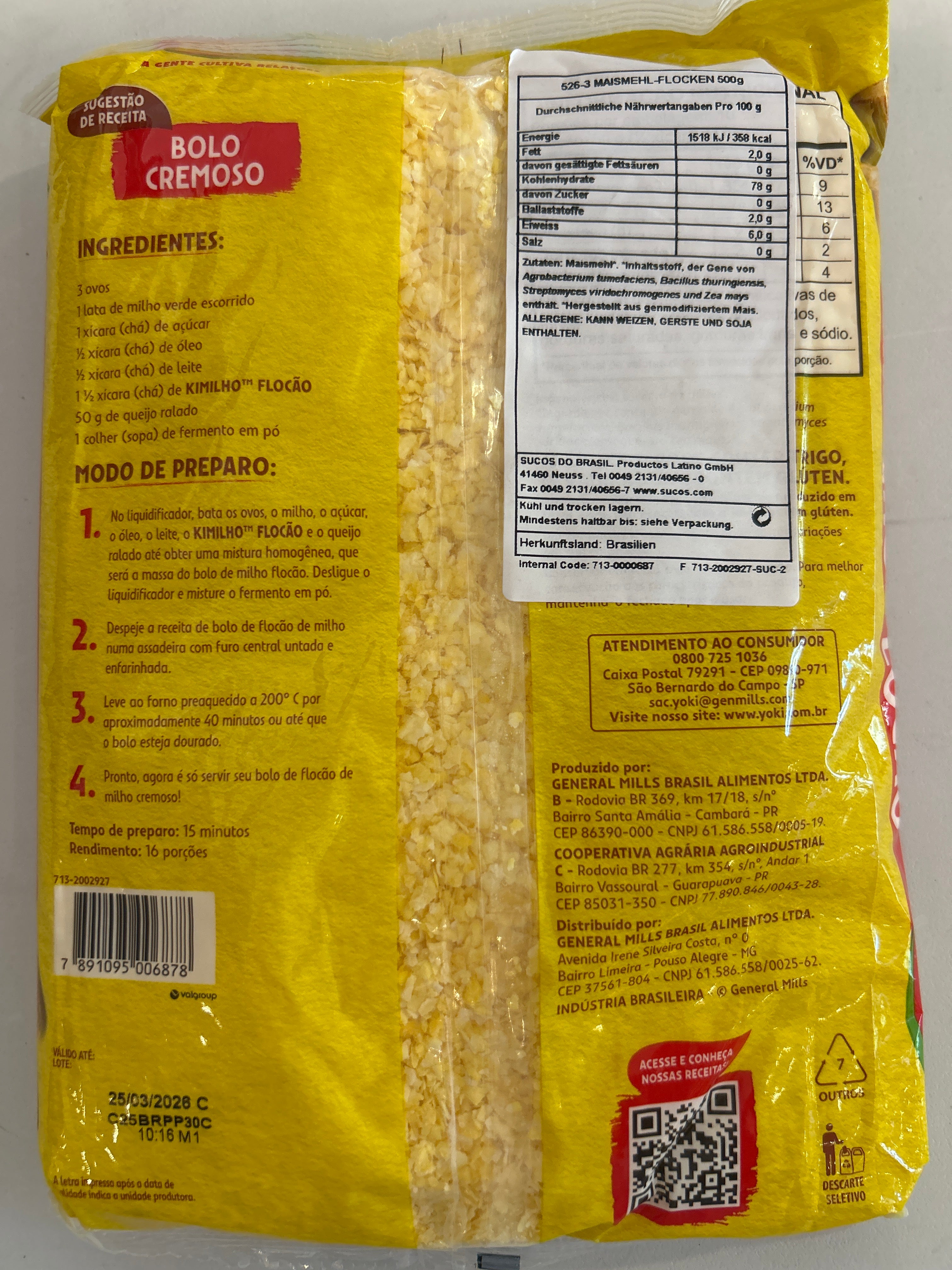 Combo - Farinha de Milho Kimilho Flocão - YOKI - 500 g - Compre 3 unidades e ganhe 10% de desconto