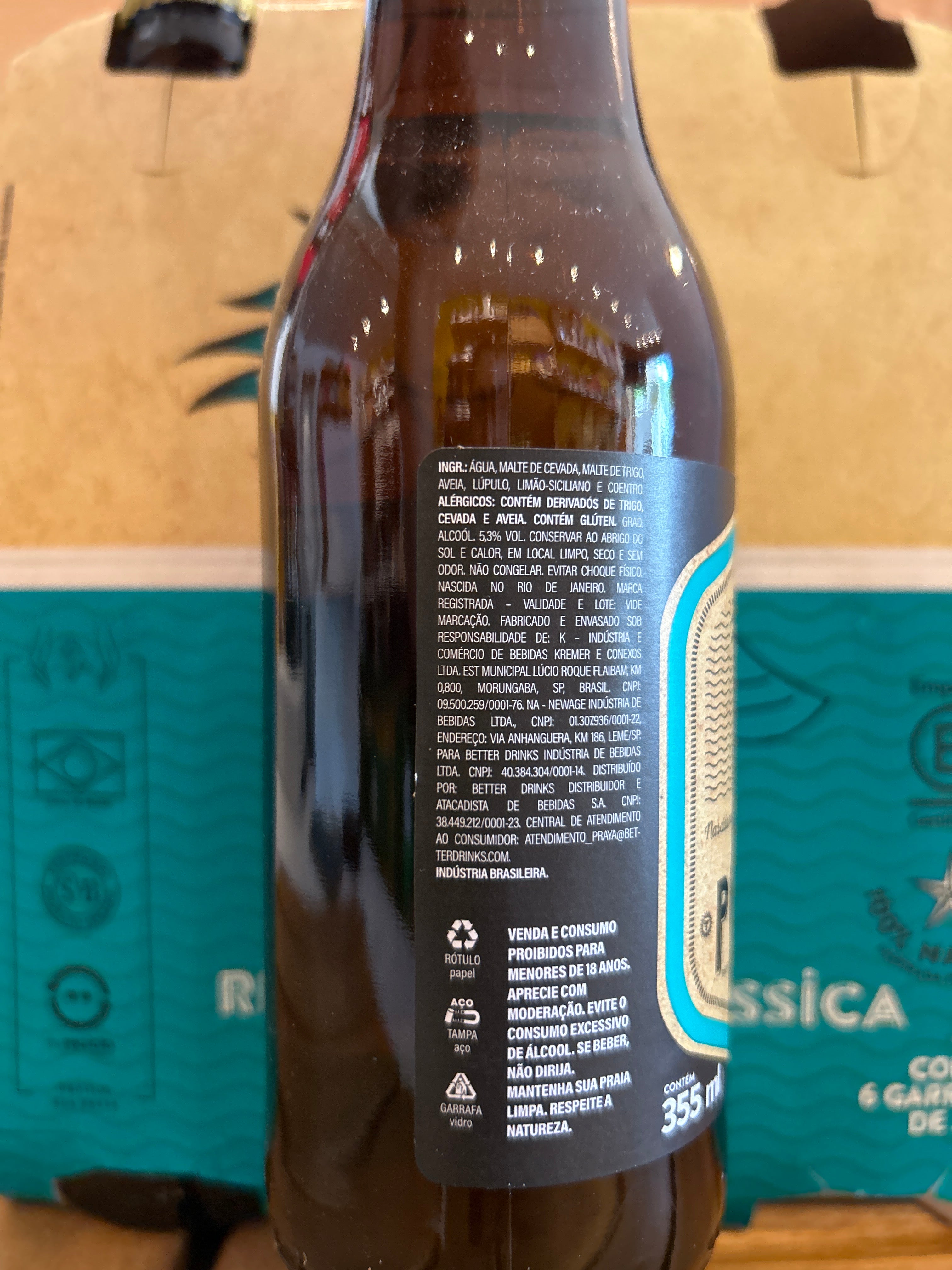 Pack 6 unités - Bière brésilienne Witbier PRAYA bouteille (Cerveja witbier - PRAYA) - Garrafa 355 ml - Praya
