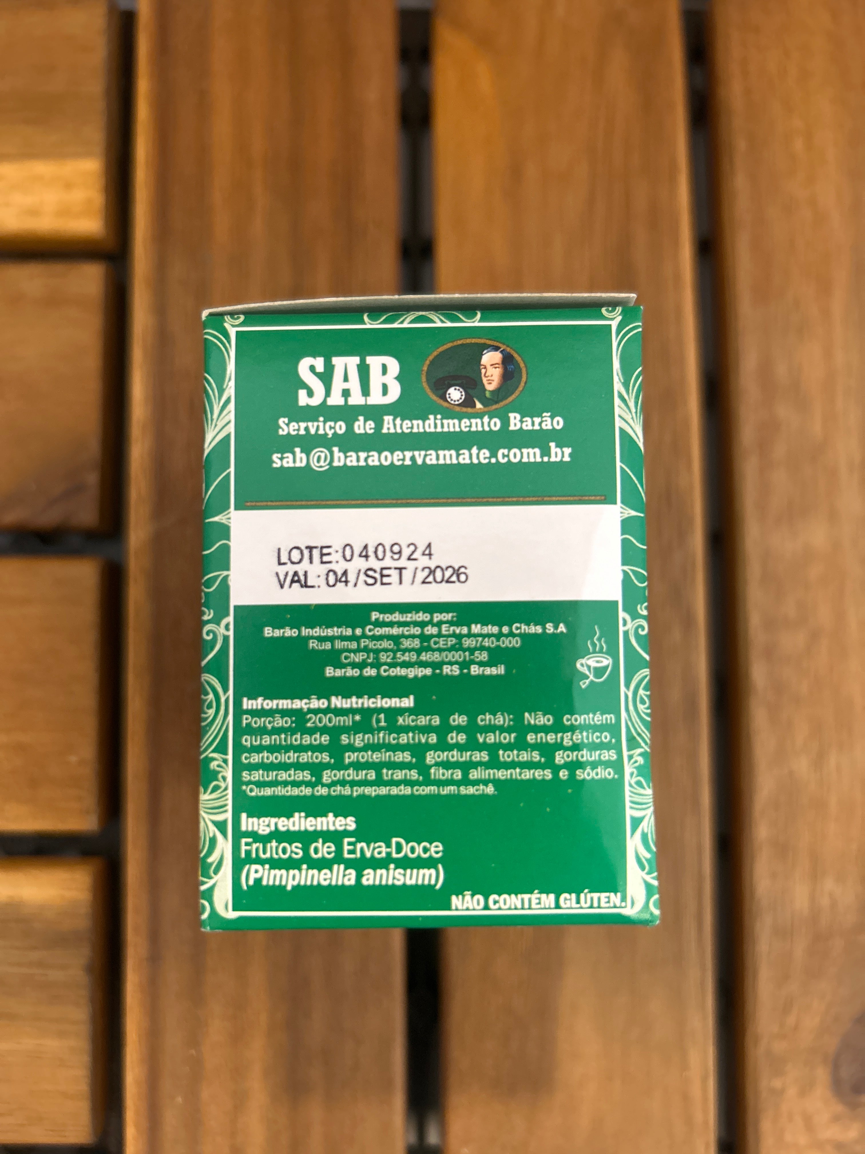 Tisane à l'Anis verte - BARÃO - Contient 10 sachets