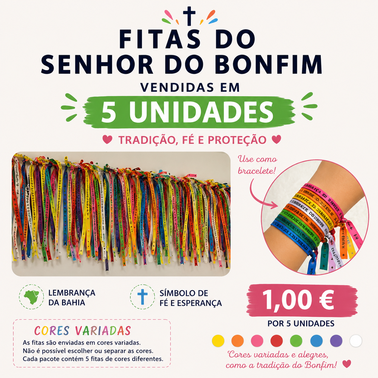 Brazilian Bracelet of Senhor do Bonfim (Senhor do Bonfim Bracelet) - 5 units