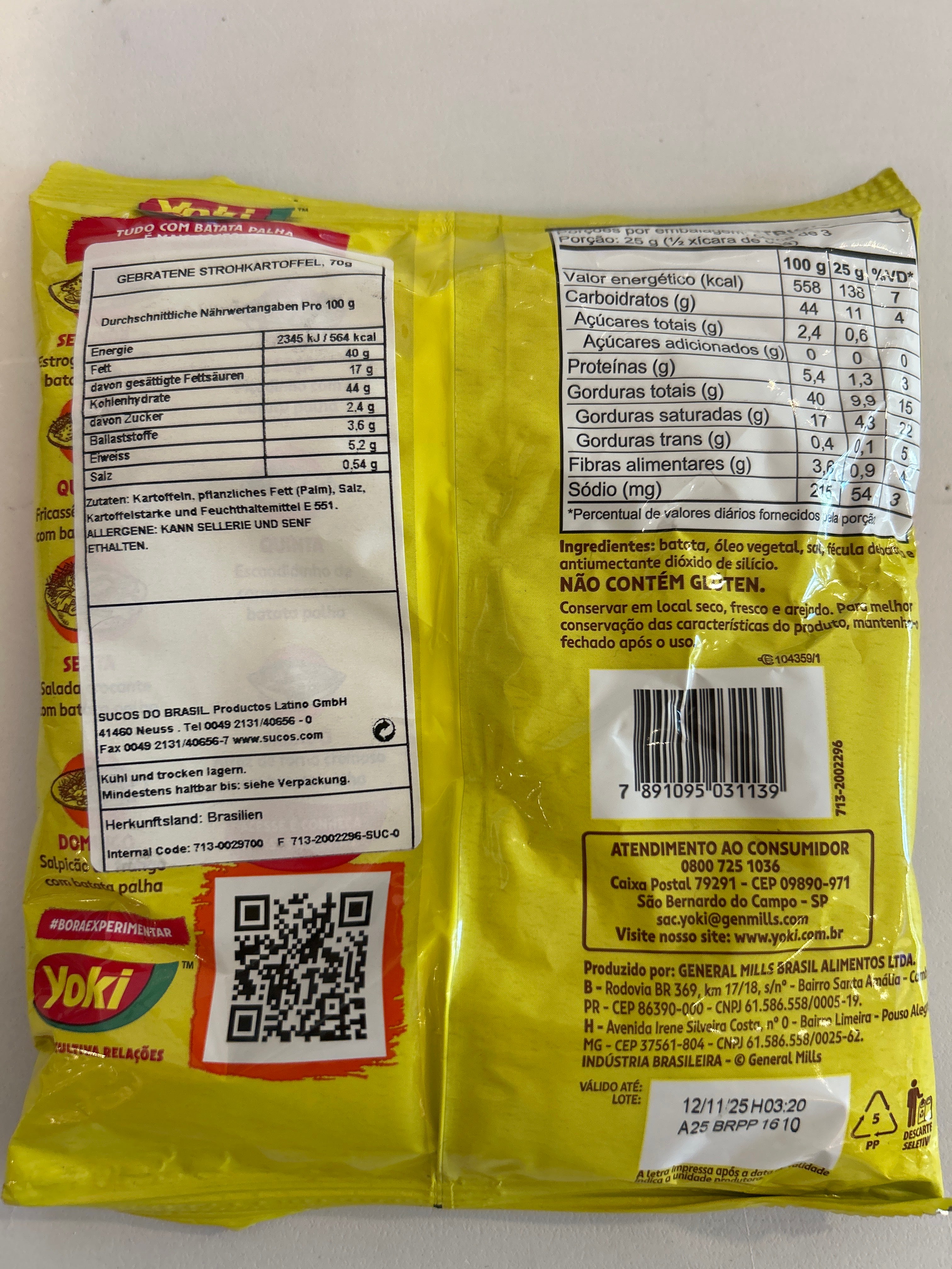 Combo - Straw Potato - YOKI - 70g - Buy 3 units and get 10% discount