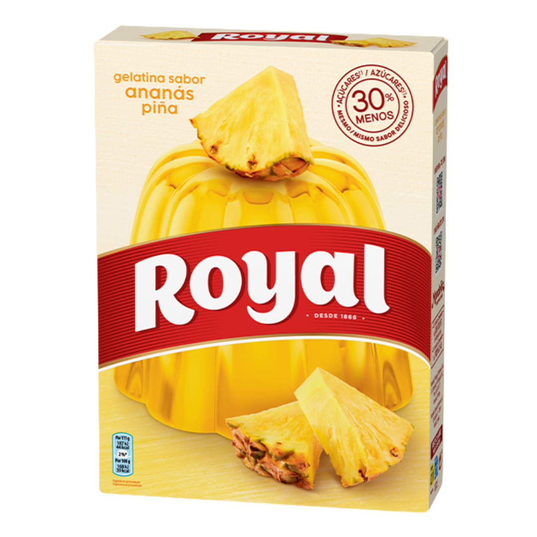 Gélatine en poudre saveur ananas (Gelatina em Pó Abacaxi) - ROYAL - 114g - Pqt c/ 2 sachets