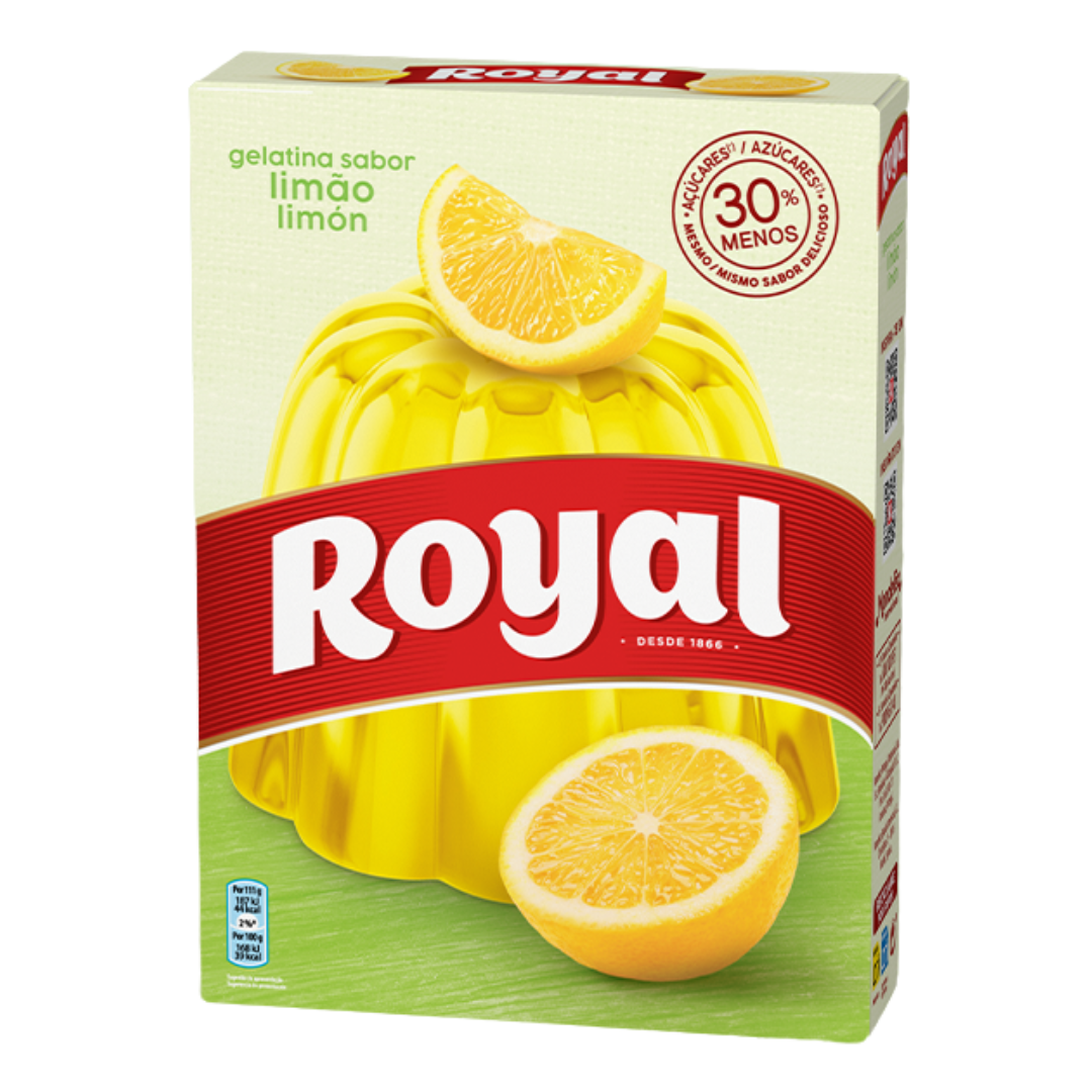 Lemon Flavor Powdered Gelatin (Lemon Powdered Gelatin) - ROYAL - 114g - Pack with 2 sachets