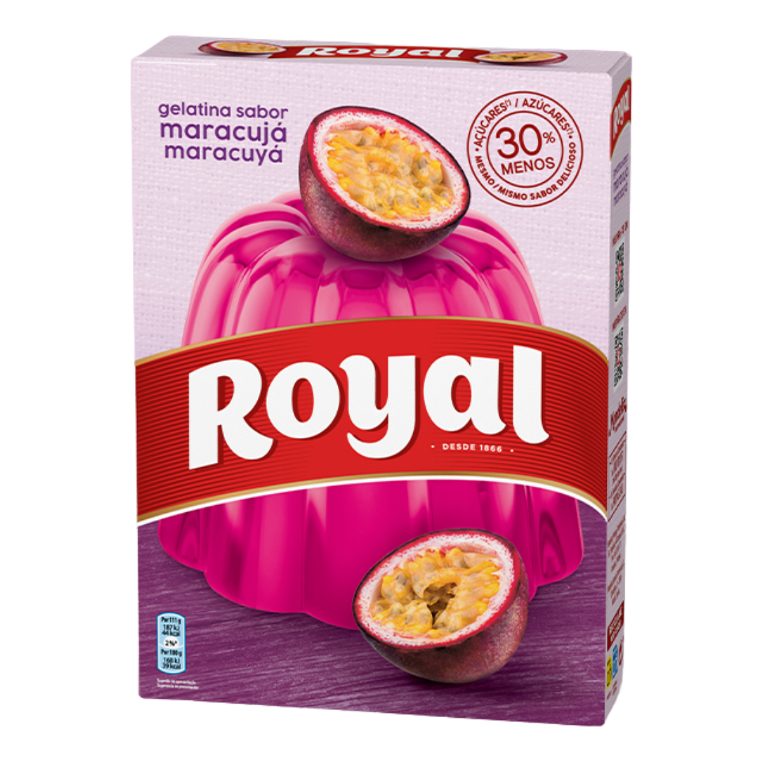 Gélatine en poudre saveur passion (Gelée en poudre fruit de la passion) - ROYAL - 114g - Pqt c/ 2 sachets
