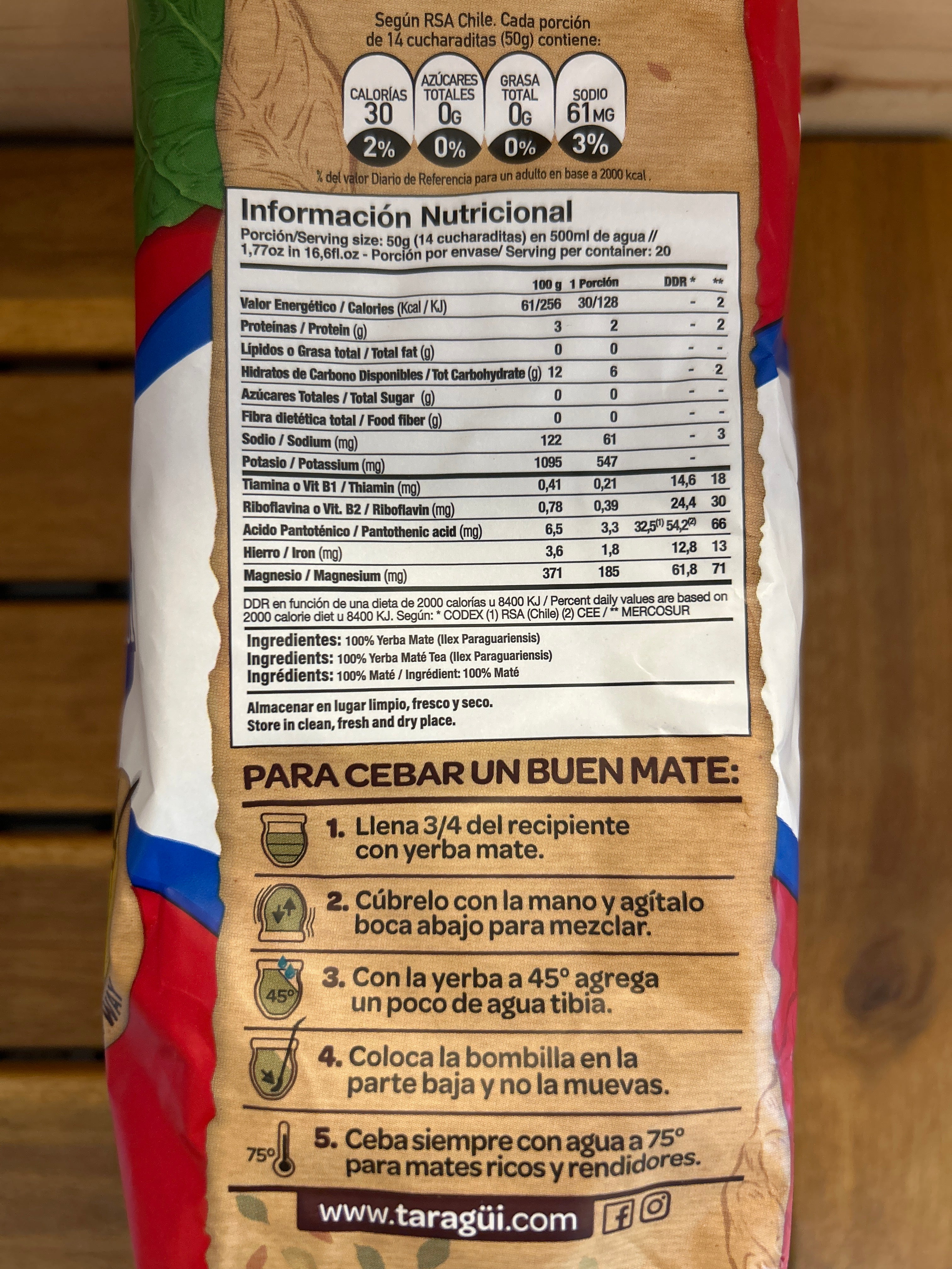 Yerba Mate d'Argentine (Erva Mate Chimarrão Argentina) - TARAGUI - 1kg