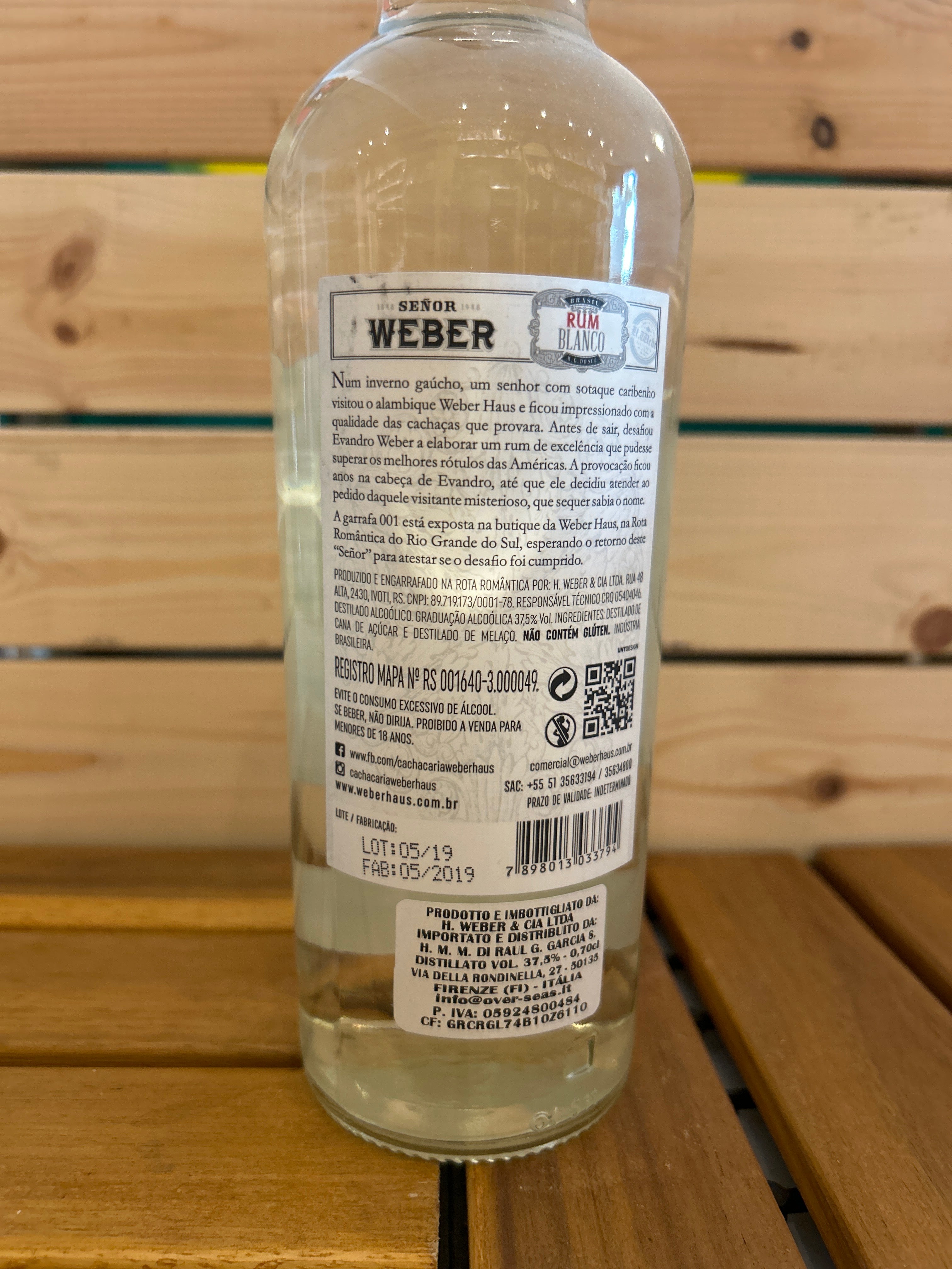 Rum Silver Senhor Weber (Brazilian Rum Silver Senhor Weber) - WEBER HAUS - 700ml