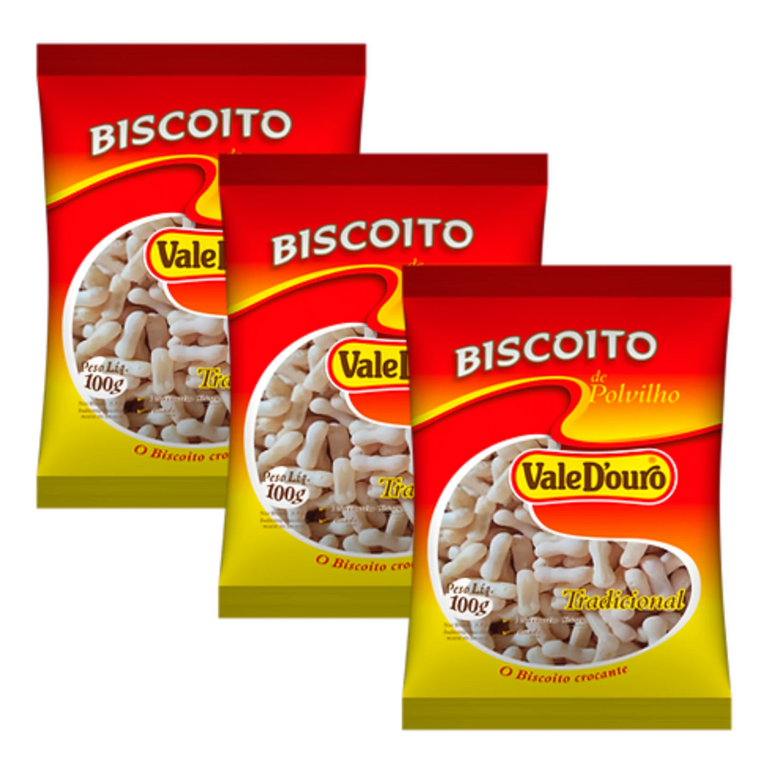 Combo - Biscoito de Polvilho Tradicional - VALE D'OURO - 100g - Compre 3 unidades e ganhe 10% de desconto