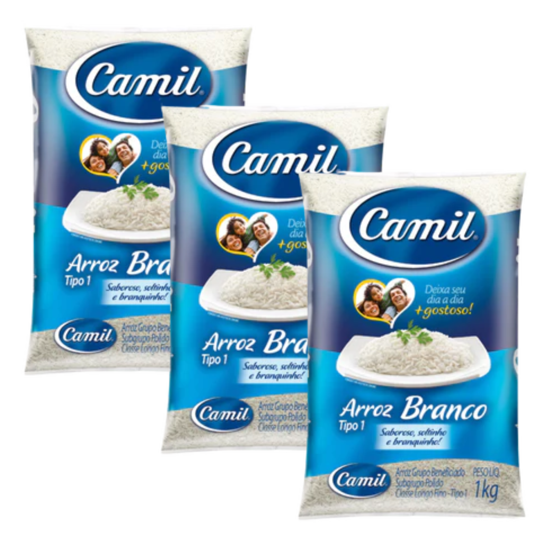 Combo - Arroz Branco CAMIL - 1kg - Compre 3 unidades e ganhe 10% de desconto