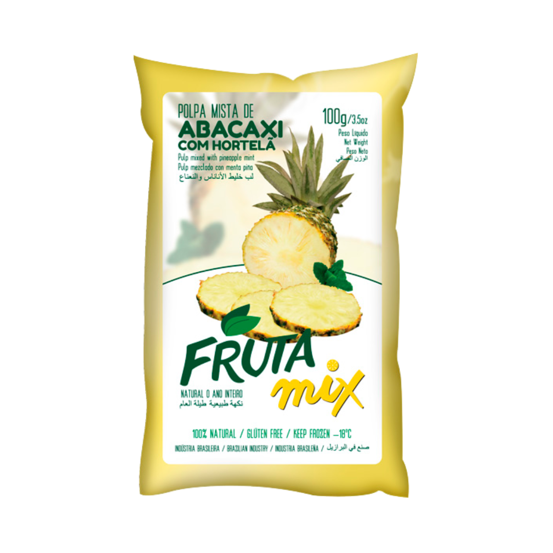 Pineapple pulp/ Frozen Mint ((100 g)) (Pineapple pulp with Mint) FRUTA MIL (Frozen)