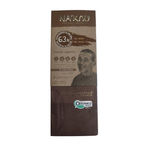 Chocolate 63% Cacau Orgânico ao Leite Coco - NA'KAU - 80g