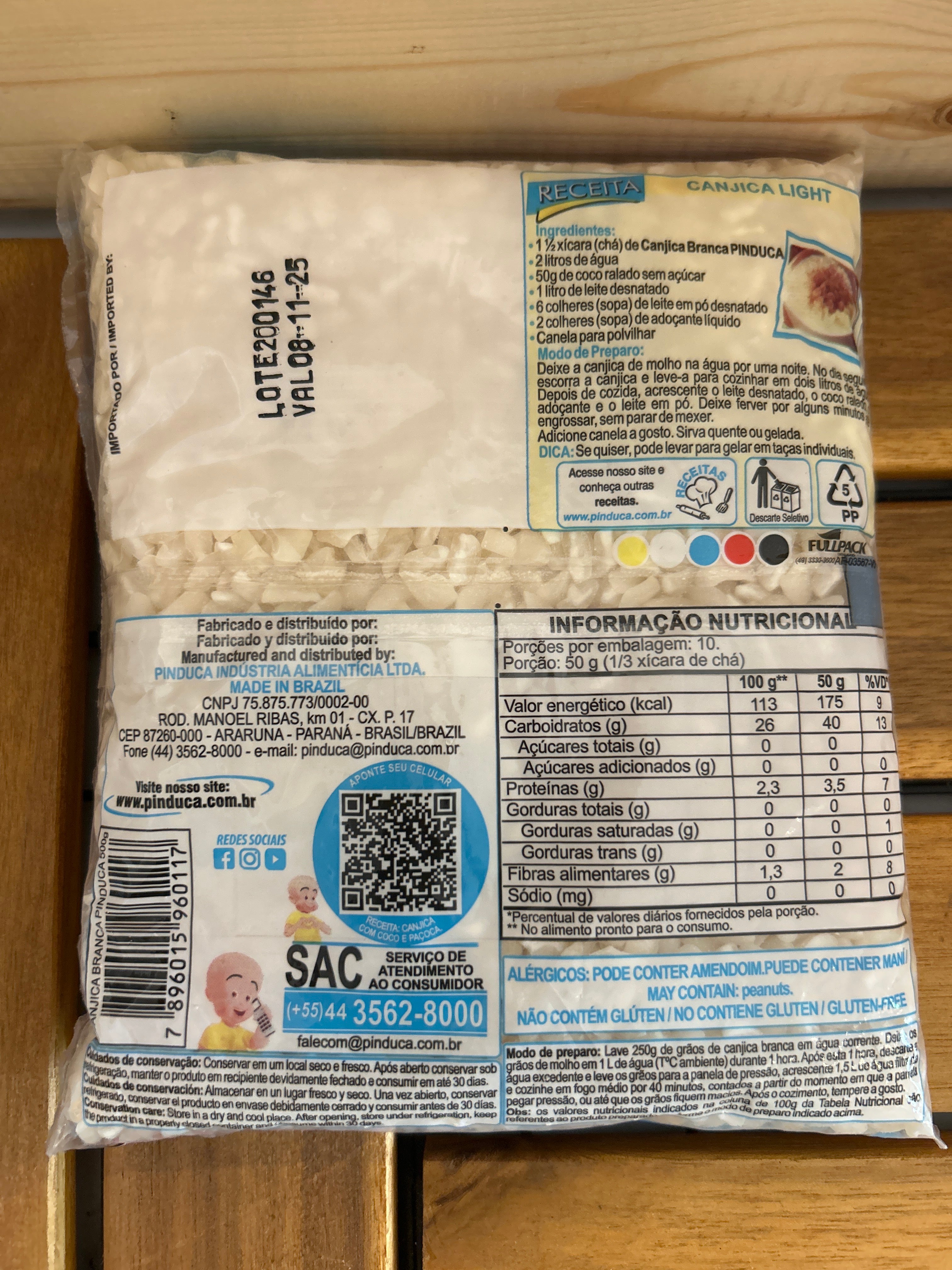 Maïs sec blanc “Hominy” (Canjica Branca) - PINDUCA - 500g