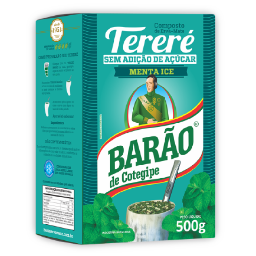 Yerba mate flavor icy mint for cold mate (Erva para Tereré Menta Ice) - BARÃO - 500g
