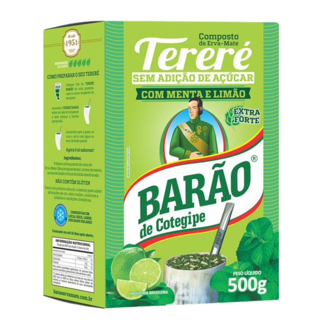 Yerba mate pour Tereré Menthe et citron extra fort (Erva Mate para Tereré Menta e Limão Extra Forte) BARÃO - 500g