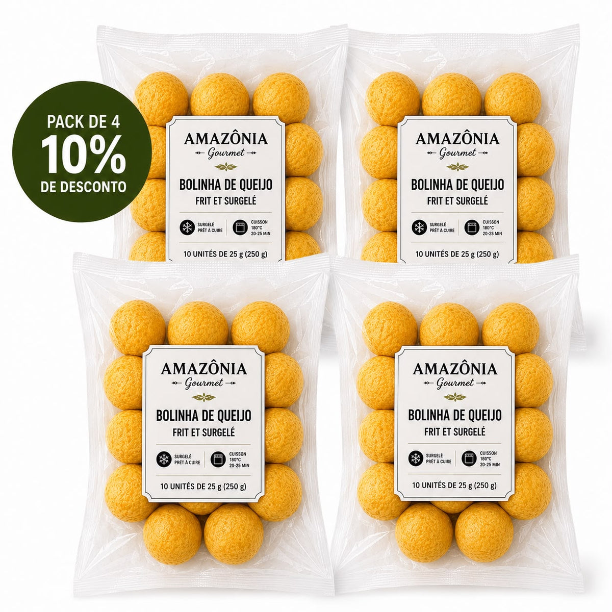 Bouchées au fromage (Bolinha de Queijo) – frites et surgelées – Pack de 4 – 40 unités de 25 g (1 kg)