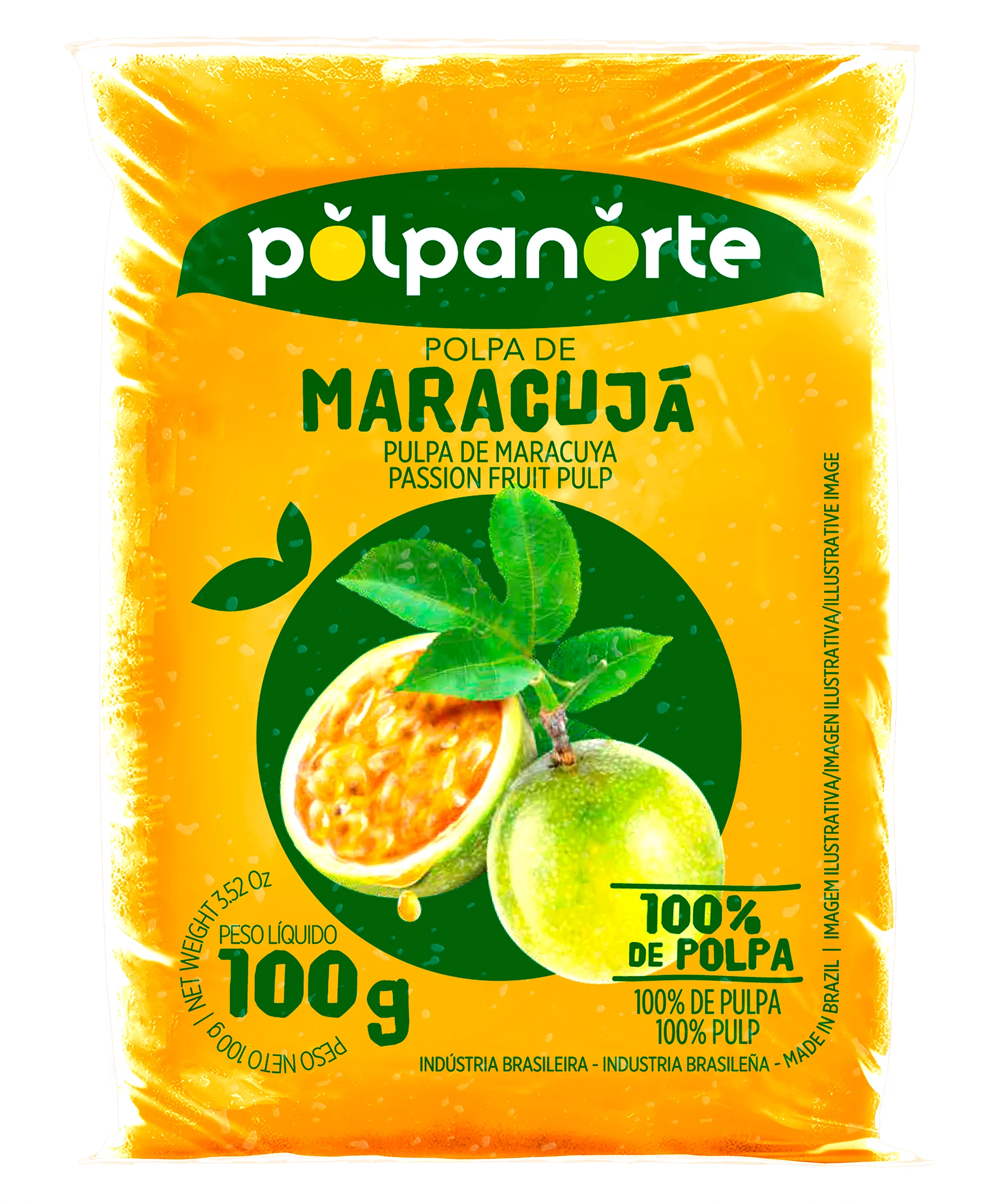 Frozen Passion Fruit Pulp (Passion Fruit Pulp) - Polpanorte - 100 g