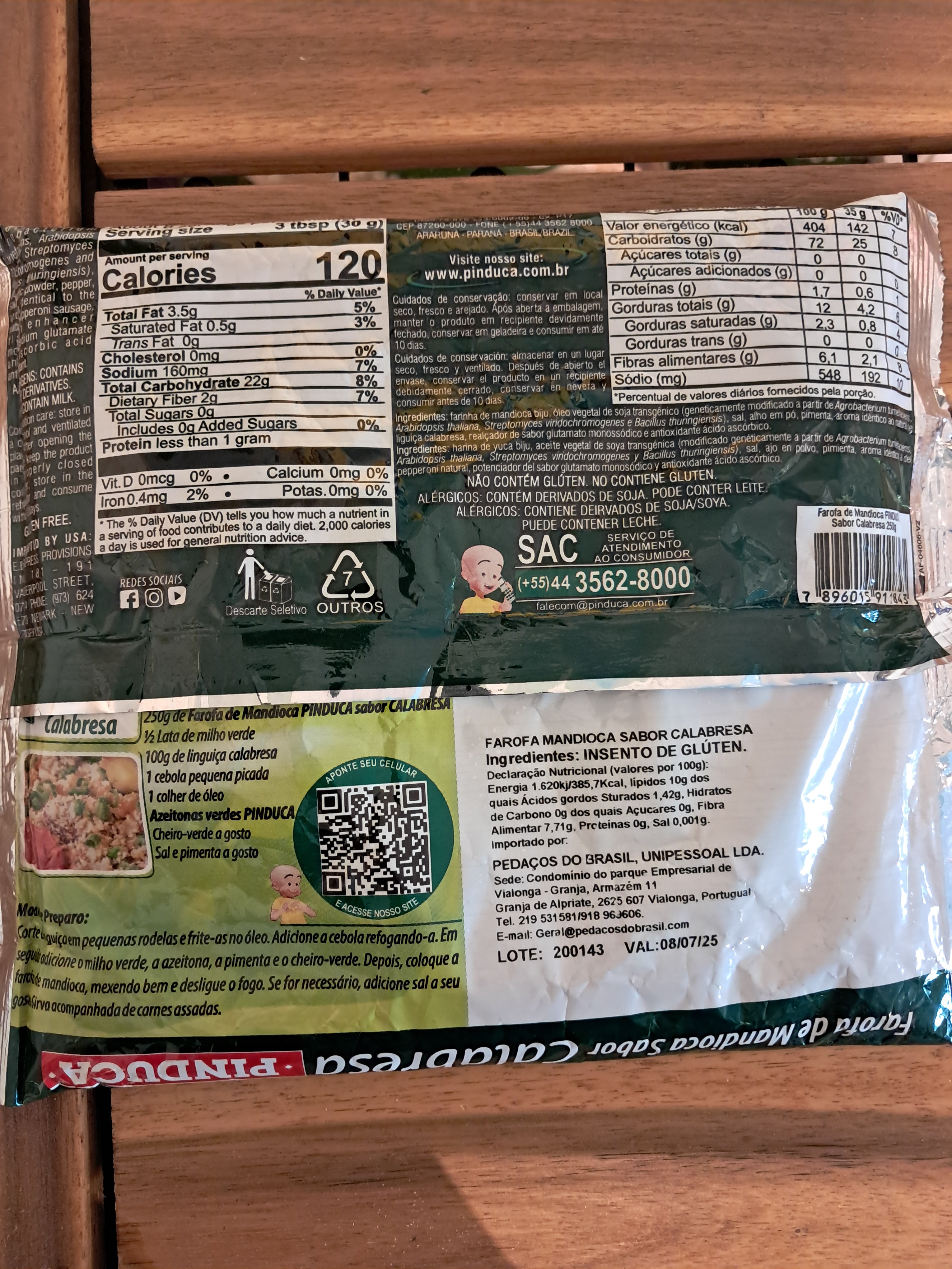 Farofa di Manioca con Salsiccia Calabrese (Farofa di Mandioca Calabrese) - PINDUCA - 250g