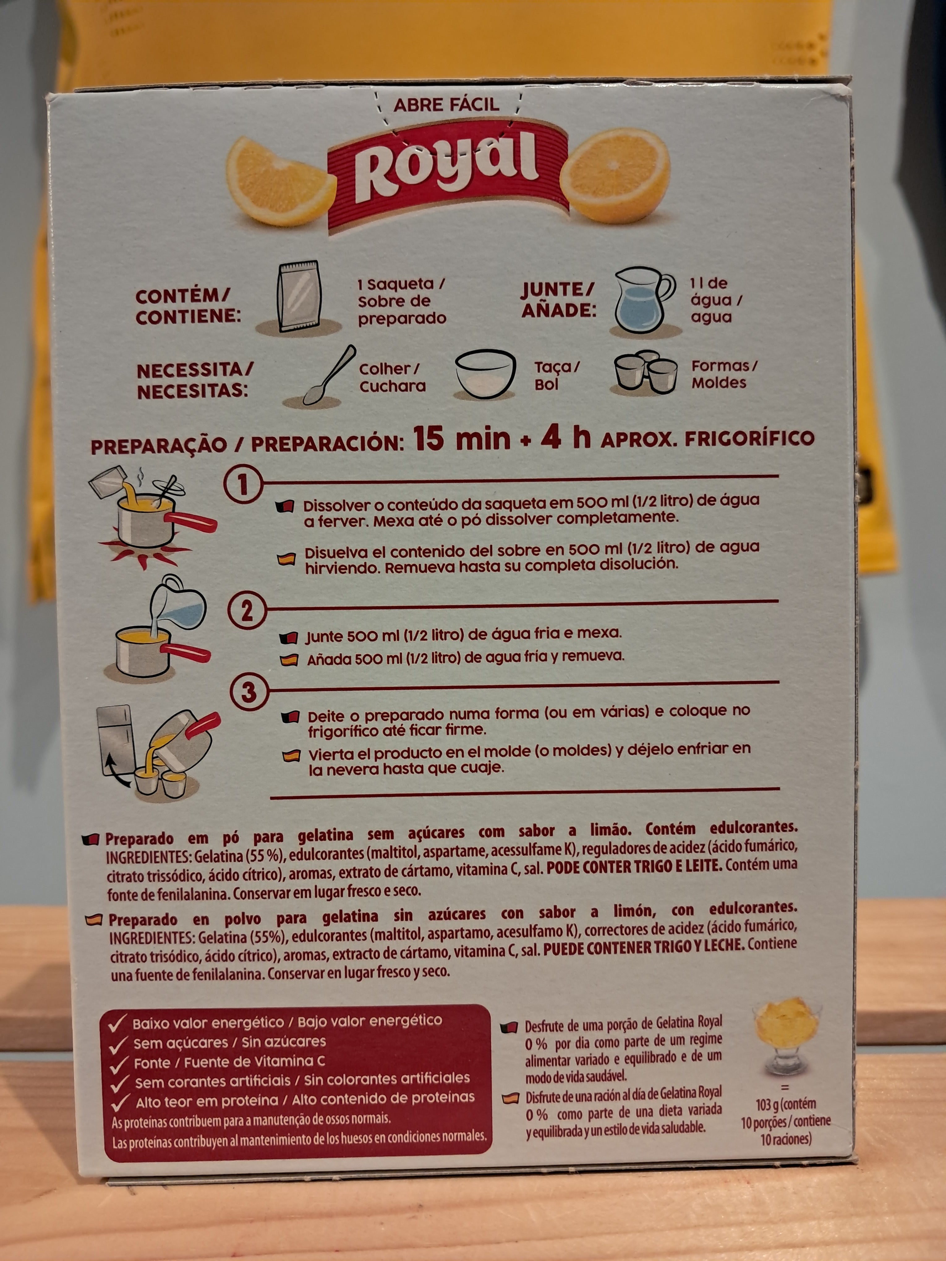 Gélatine en Poudre light Saveur Citron (Poudre de Gélatine Légère Citron) - ROYAL - 31g