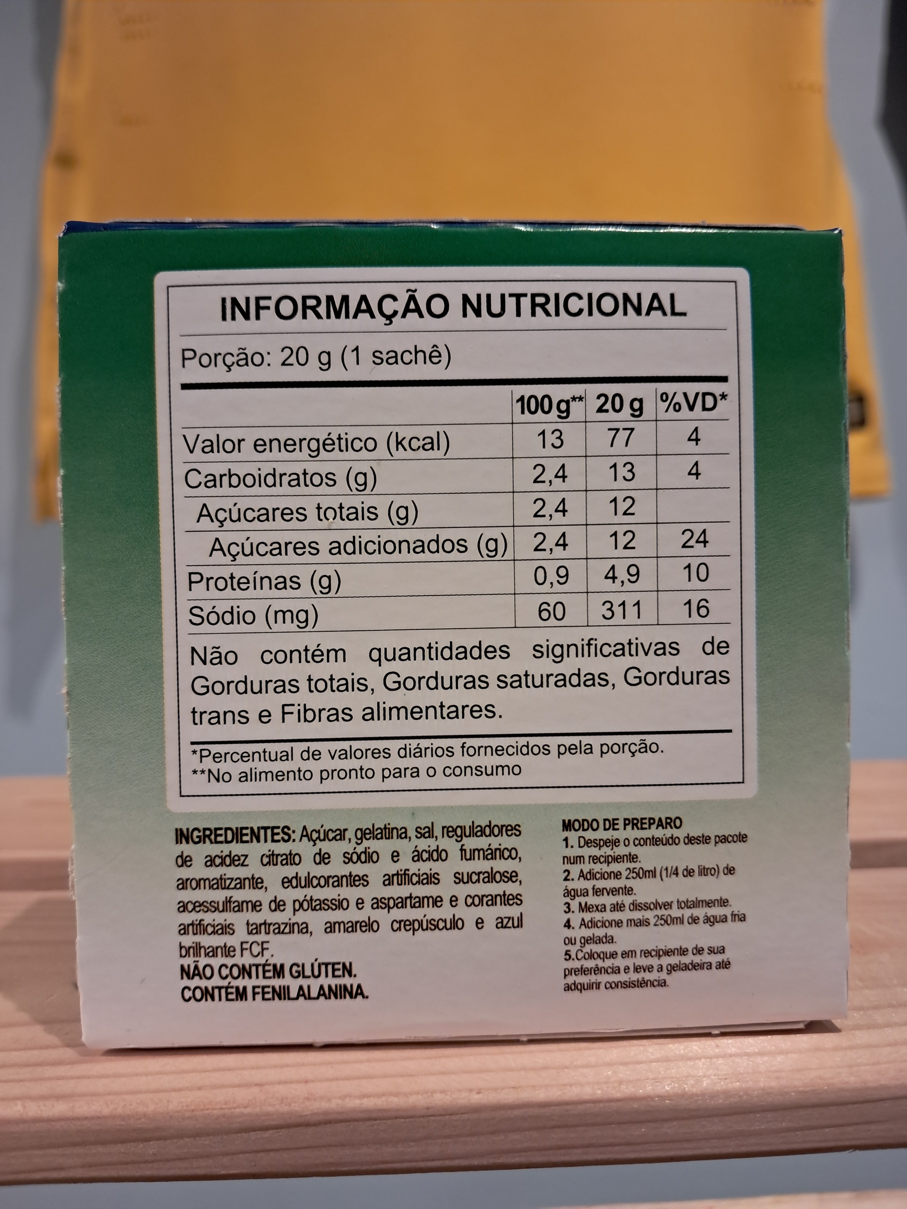Gélatine en Poudre Saveur citron (Gelatina em Pó Limão) - TRISANTI - 20g