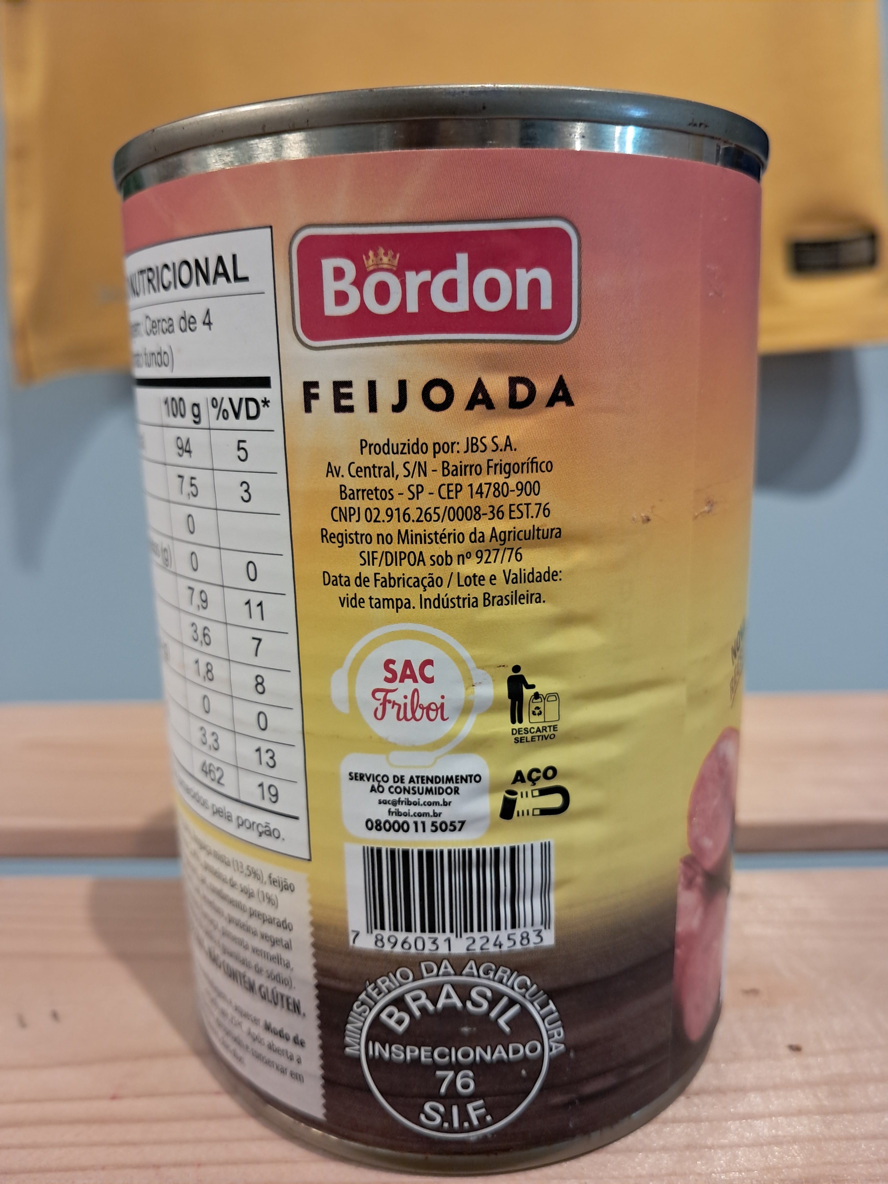 Feijoada Brasiliana - Pronta da Mangiare (Feijoada Brasileira) - BORDON - 430g