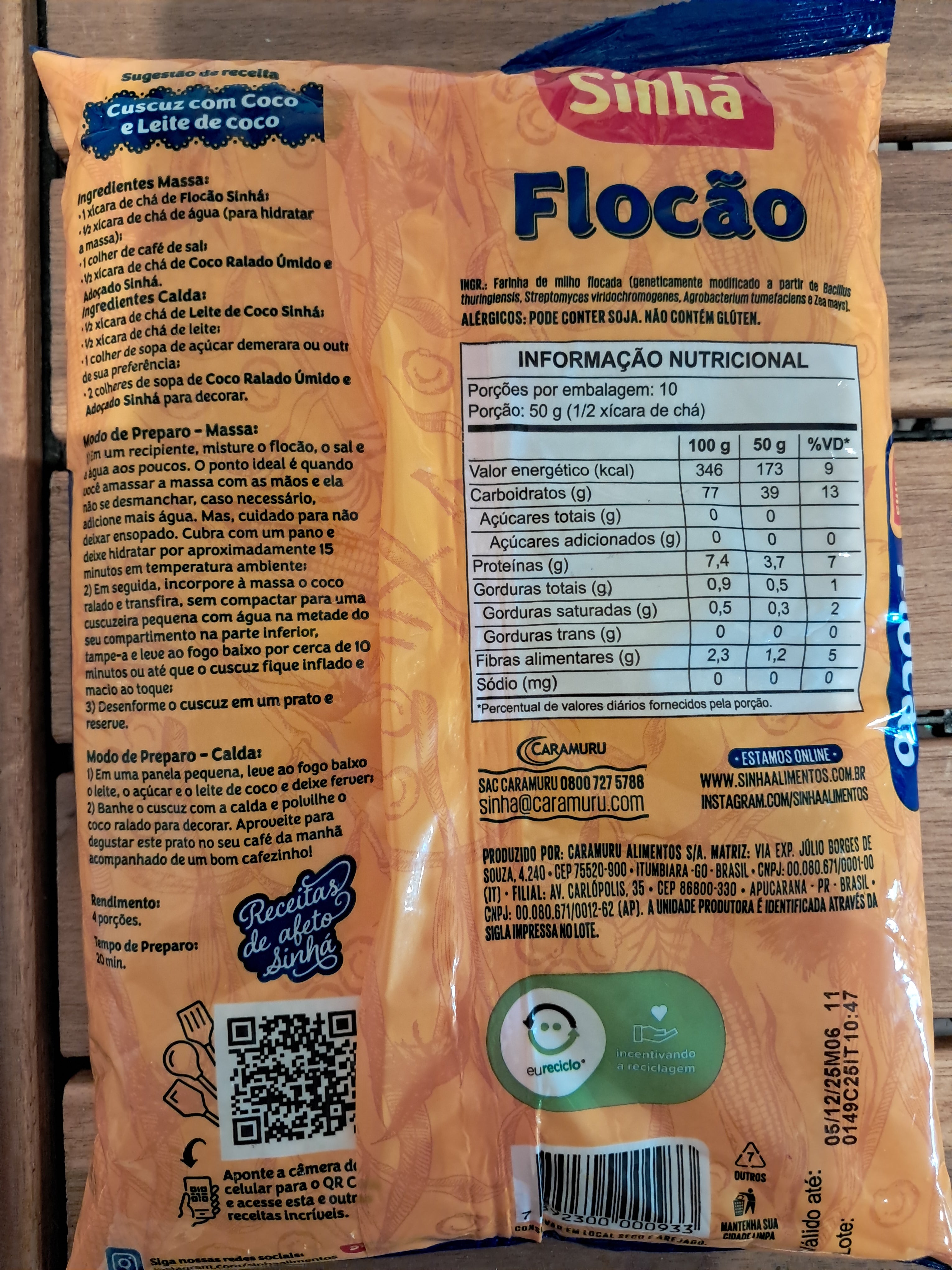 Corn flakes (Flocão Corn Flour) - SINHÁ - 500 g