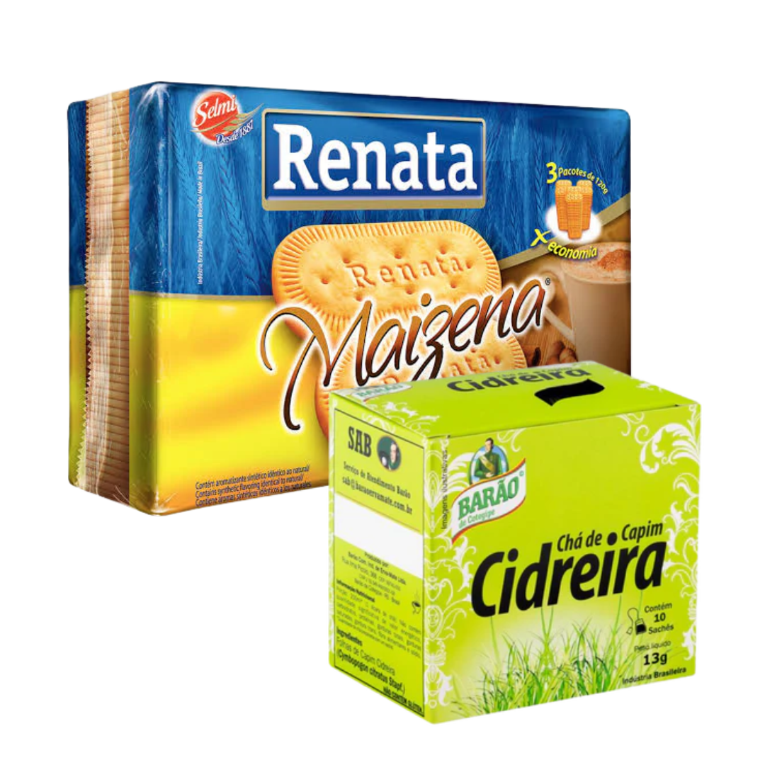 Combinazione Perfetta - Biscotto di Amido di Mais - RENATA - 360g + Tè di Cedrina - BARÃO - 13g - Contiene 10 bustine