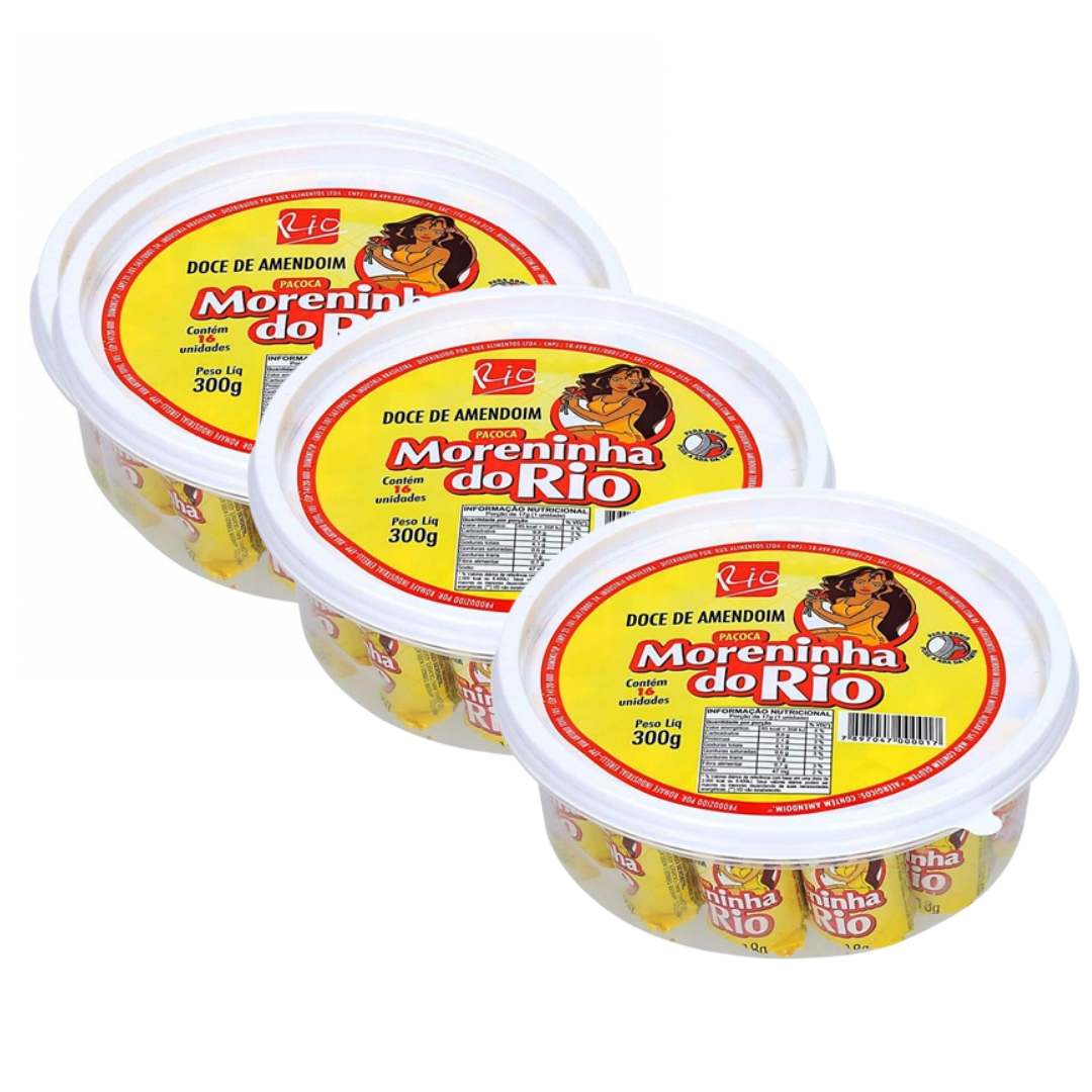 Combo - Paçoca Moreninha do Rio (Douceur poudre de cacahuète forme bouchon) - 300g - Compre 3 unidades e ganhe 10% de desconto