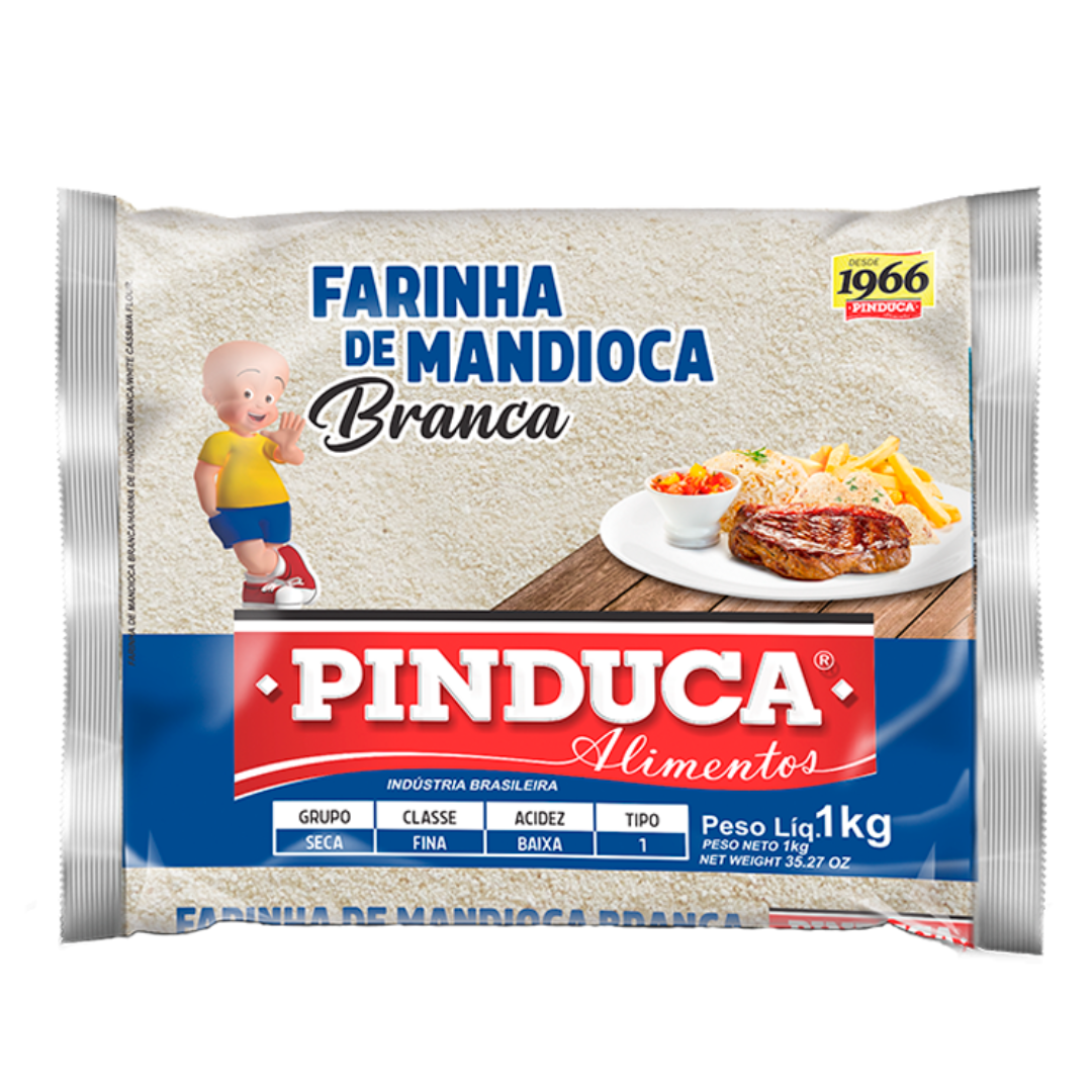Farinha de Mandioca Crua Branca (Farine de Manioc Cru Blanc) - PINDUCA - 1kg - Mon Petit Brésil