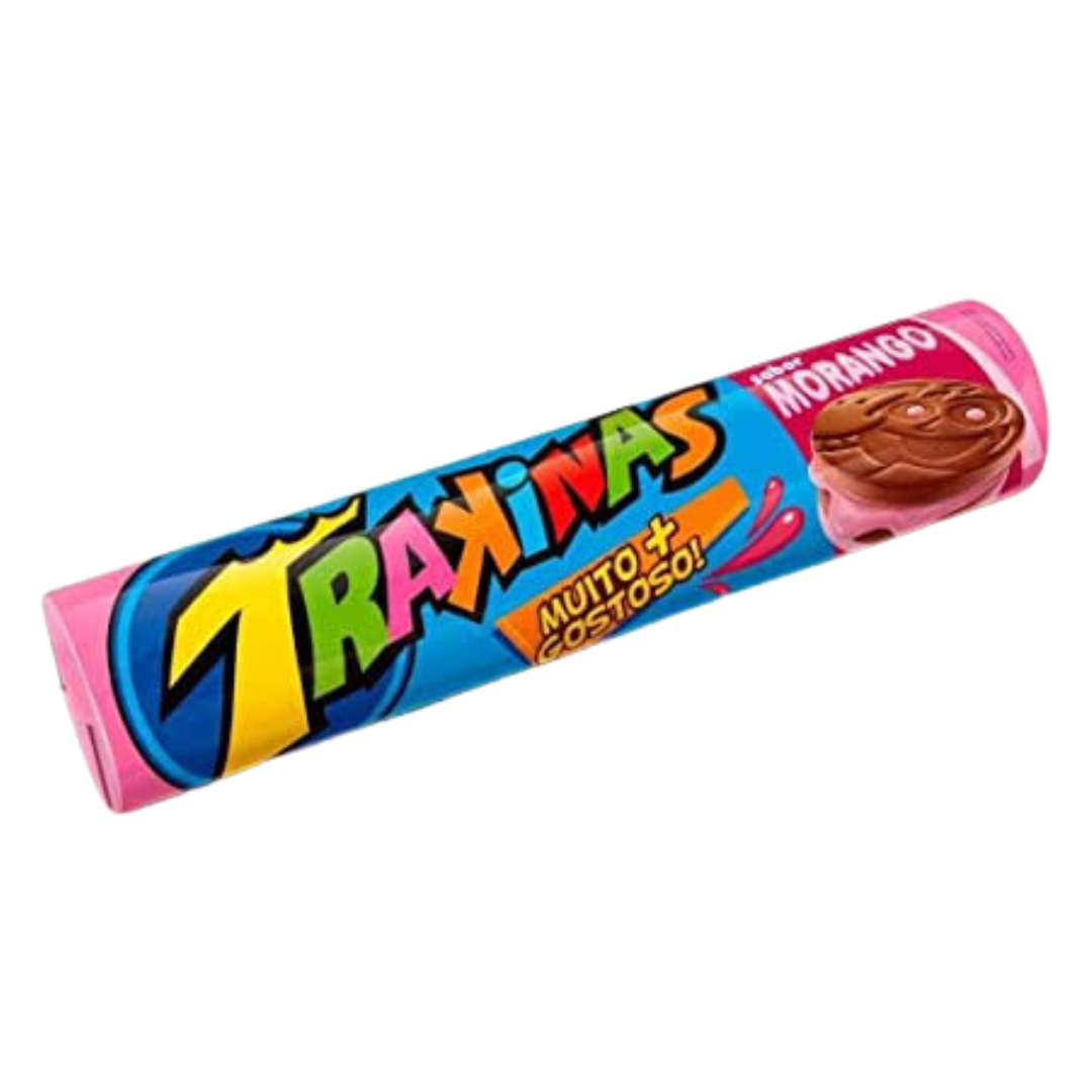 Bolacha Trakinas Morango (Biscuits Fourrés fraise) - NABISCO - 126g - Mon Petit Brésil