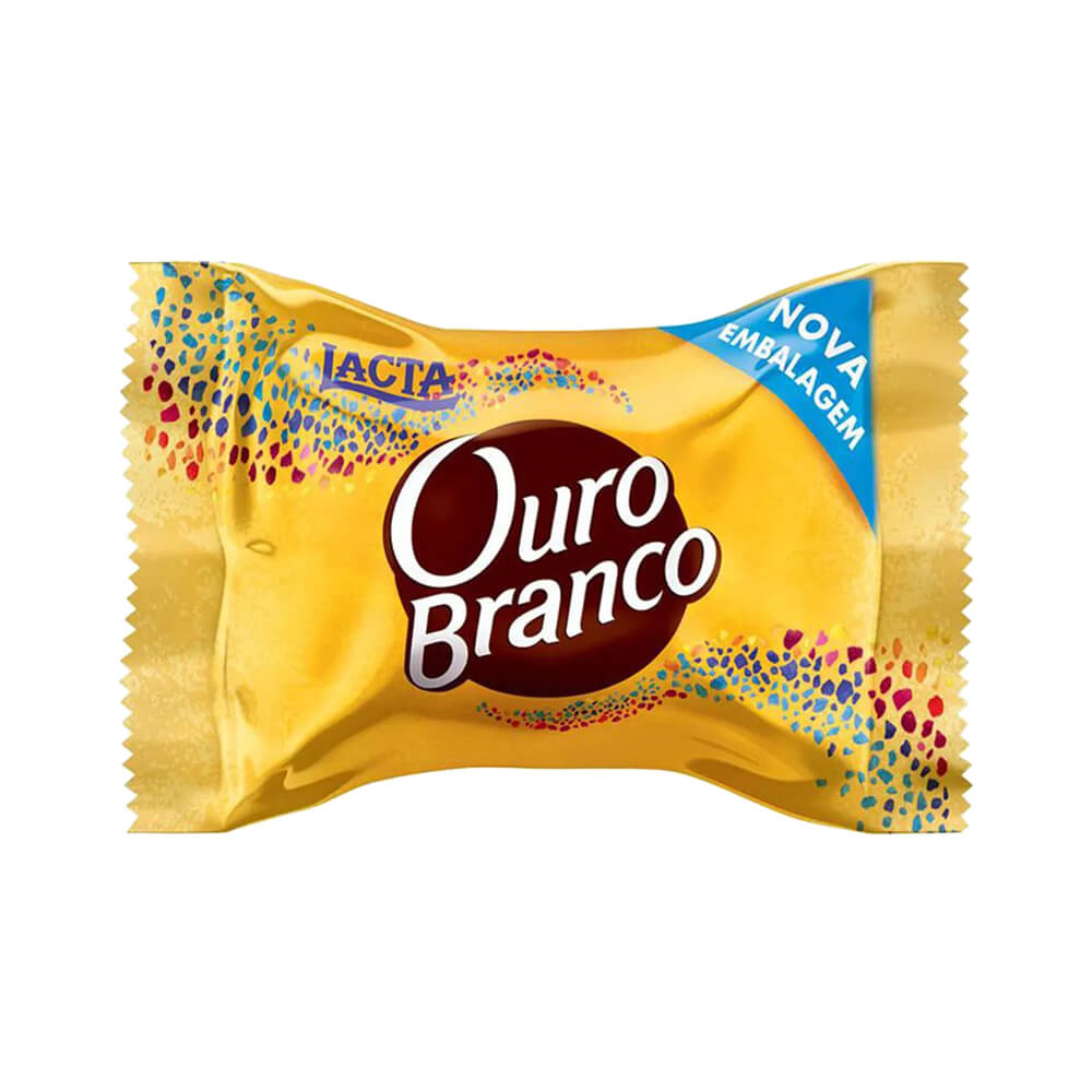 Bombom Ouro Branco (Gaufrette au chocolat avec garniture au chocolat blanc) - LACTA - unidade - Mon Petit Brésil