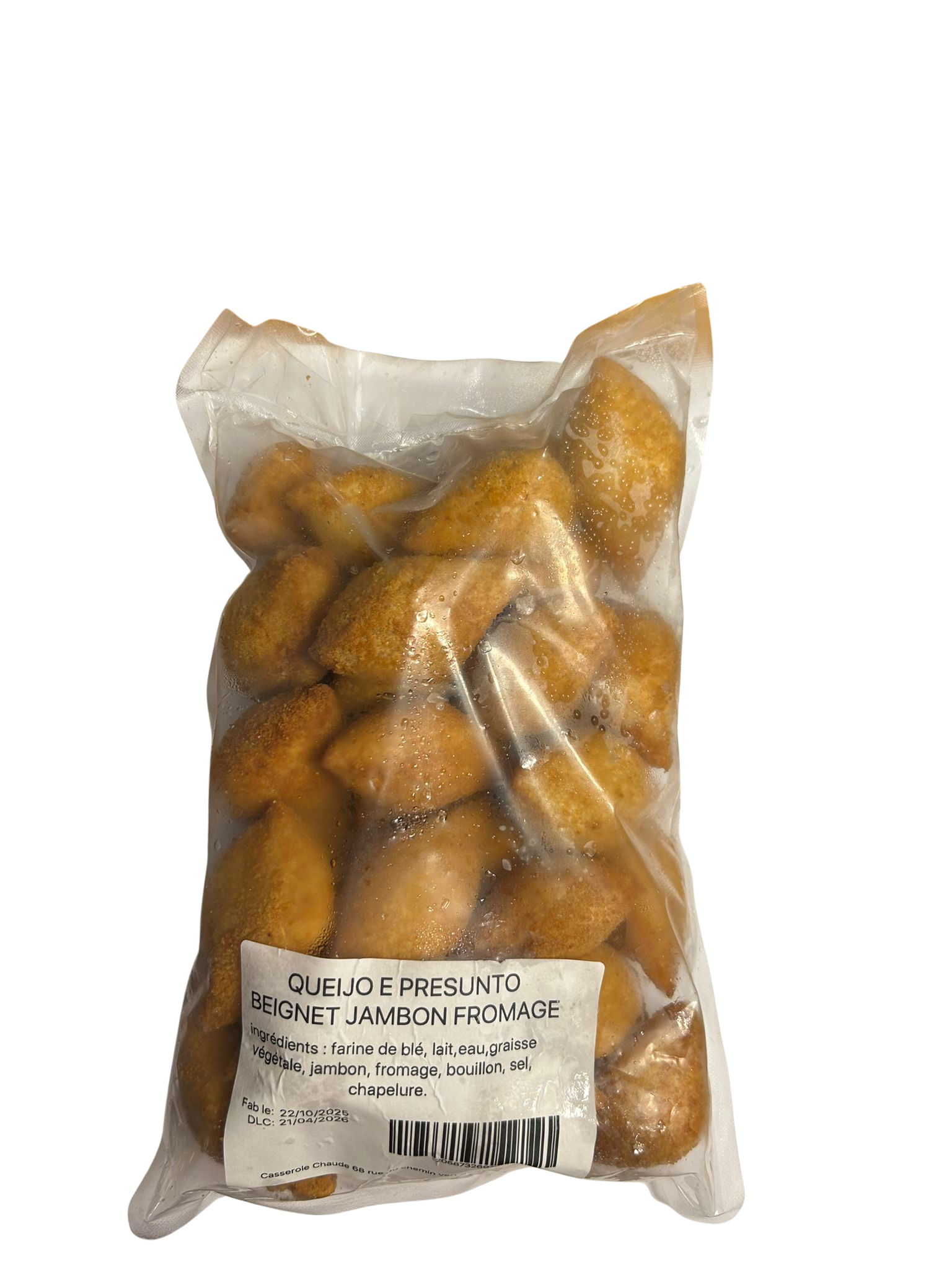 Beignets dorés jambon fromage (Coxinha de jambon et fromage) – frits et surgelés – Paquet moyen – 20 unités de 25 g (500 g)