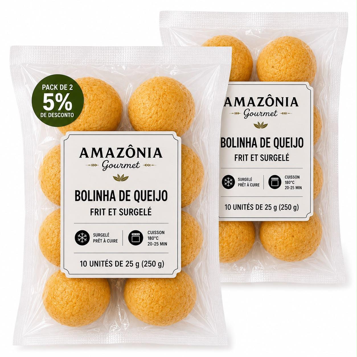 Bouchées au fromage (Bolinha de Queijo) – frites et surgelées – Pack de 2 – 20 unités de 25 g (500 g)