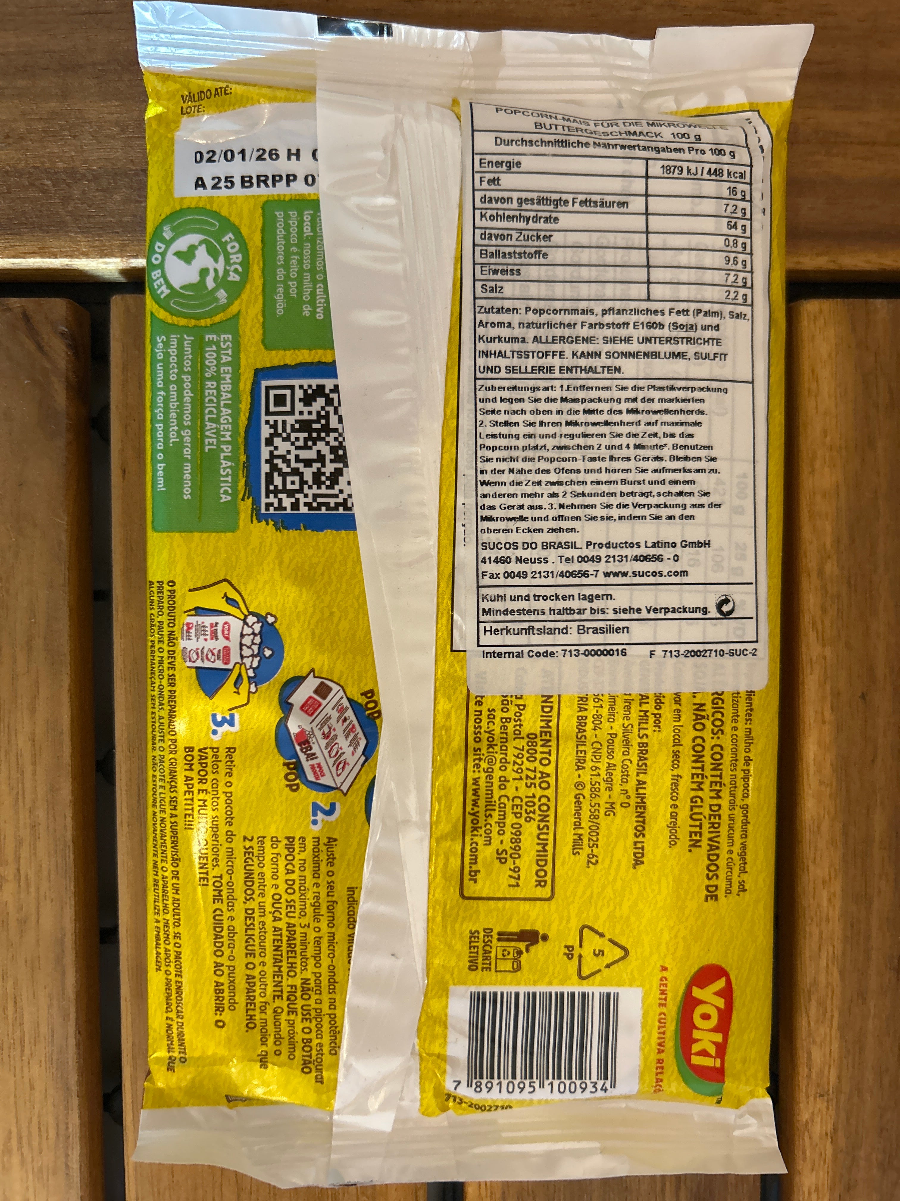 Pop-corn micro-ondes beurre (Pipoca para Microondas Sabor Manteiga) - YOKI - 100g