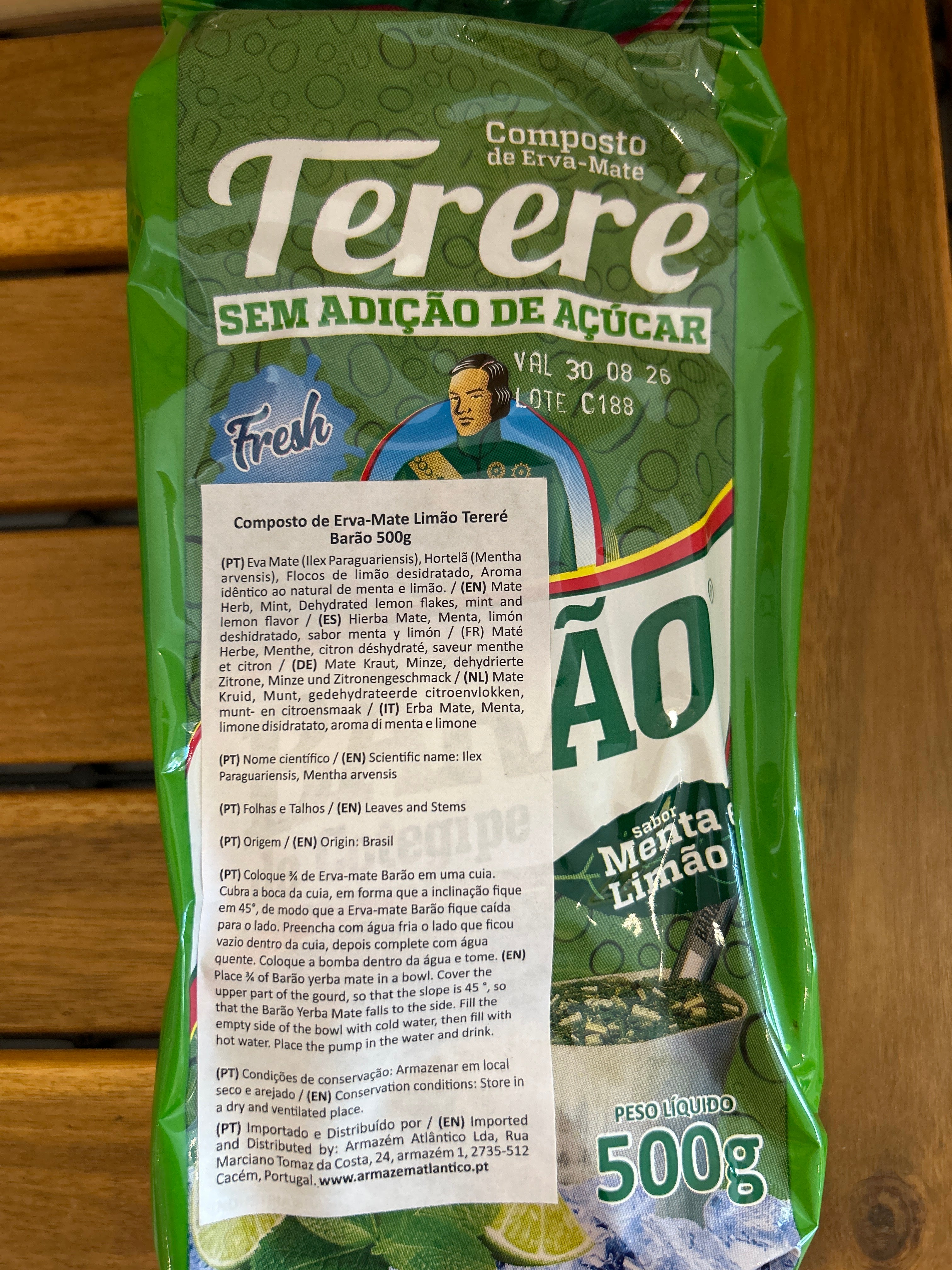 Yerba mate pour Tereré saveur Menthe et citron frais (Erva Mate para Tereré Menta e Limão Fresh) BARÃO - 500g