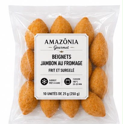 Beignets dorés au jambon et au fromage (Coxinha de Presunto e Queijo) – frits et surgelés – 10 unités de 25 g (250 g)