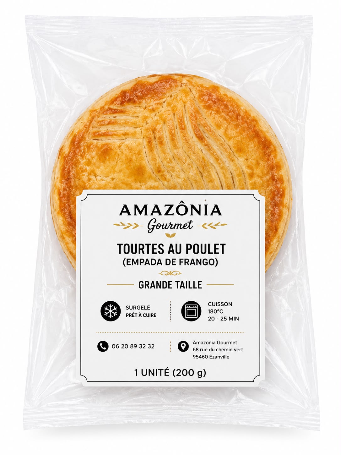 Tourte au poulet (Empada de frango) – grande taille – 1 unité de 200 g