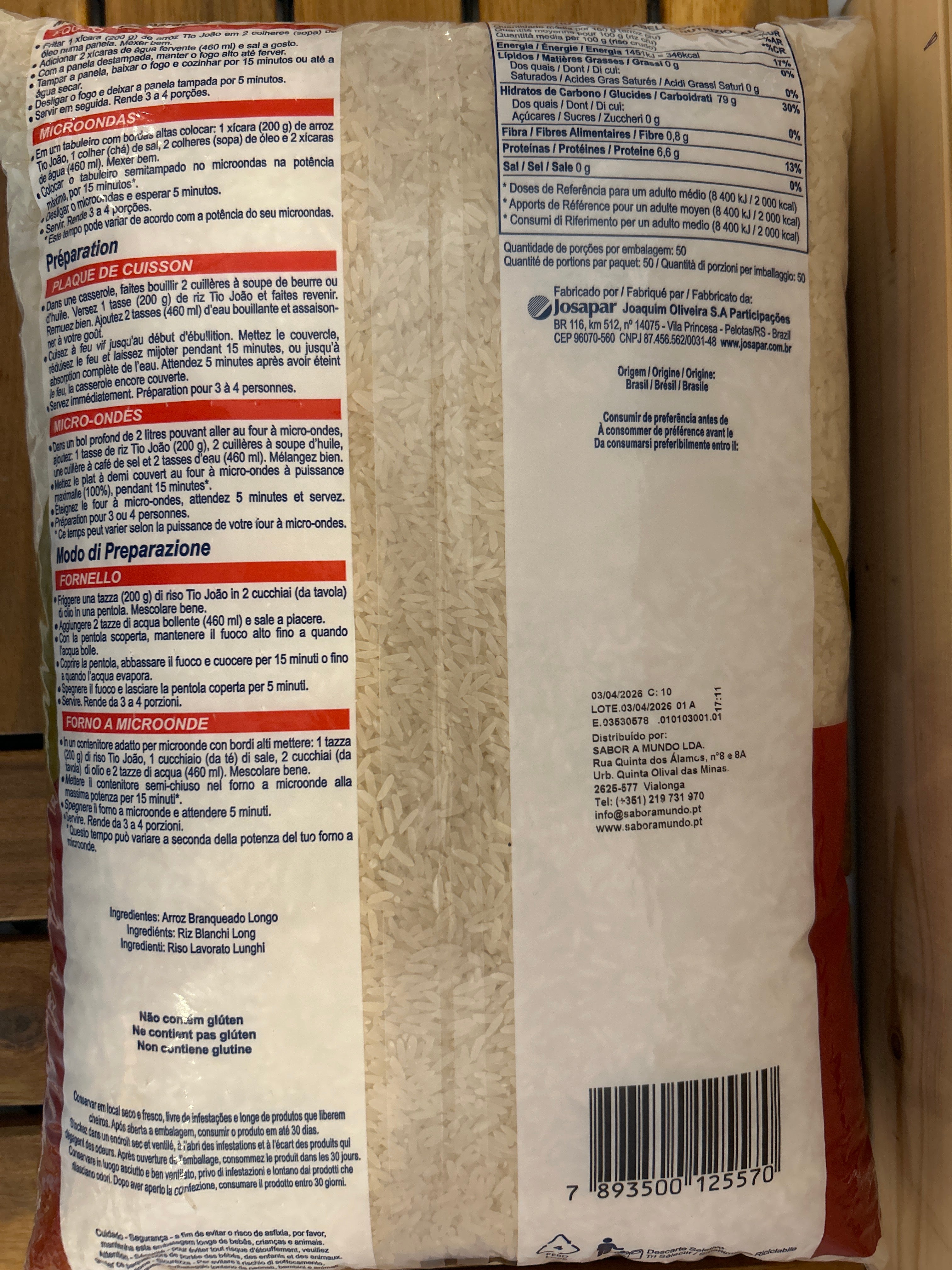 White Rice (Arroz Branco) - TIO JOÃO - 5kg