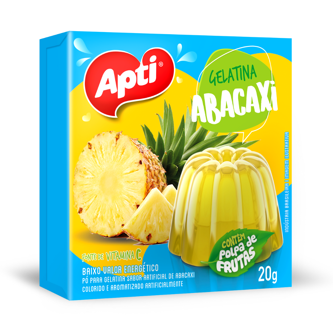 Gelatina em Pó sabor Abacaxi (Préparation en poudre pour gélatine saveur ananas) - APTI - 20g