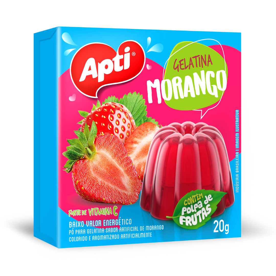 Préparation en poudre pour gélatine saveur fraise (Gelatina em Pó sabor Morango) - APTI - 20g