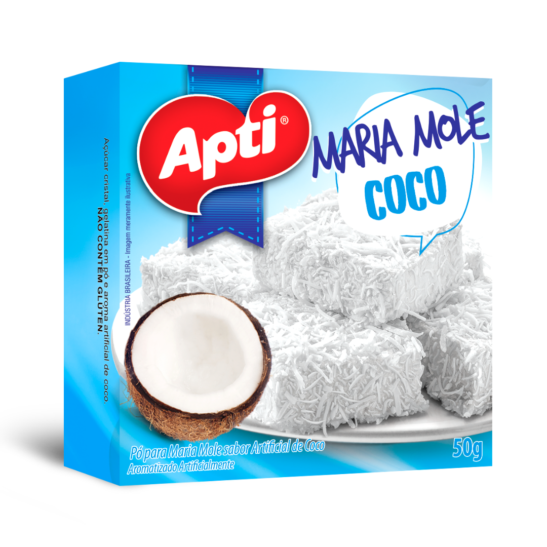 Mistura para Maria Mole sabor Coco (Preparato per gelatina al gusto di cocco) - APTI - 50 g