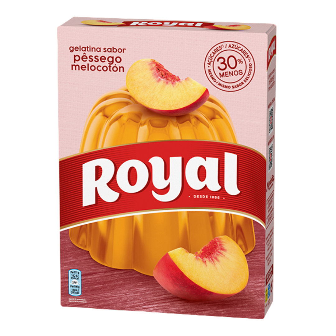 Gelée en Poudre Pêche - ROYAL - 114g - Paquet avec 2 sachets.