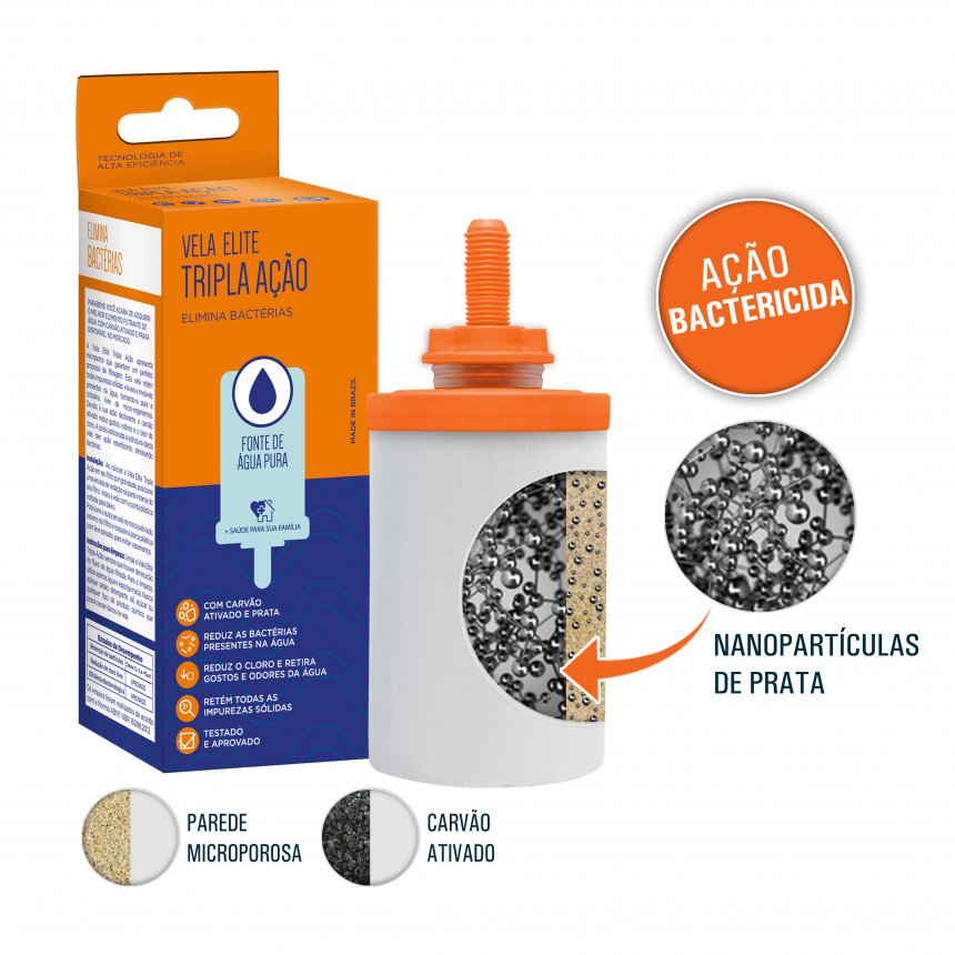 Candela per Filtro in Argilla tripla azione (Candela per Filtro di Argilla Tripla Azione) - ELITE - unità