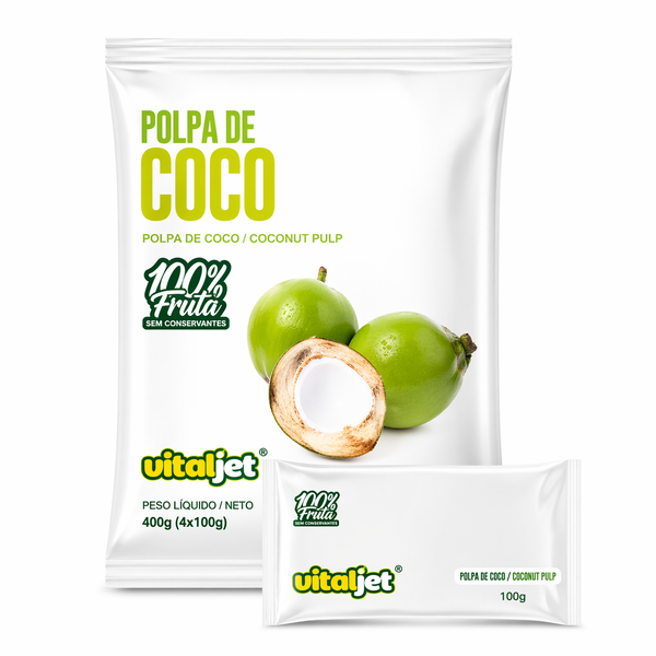 Pulpe de Noix de Coco (Polpa de Coco) - VITALJET - 4x100g
