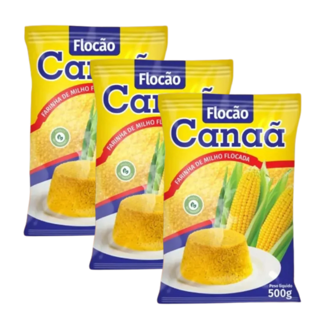 Combo - Farina di mais Flocão - CANAÃ - 500g - Acquista 3 unità e ottieni il 10% di sconto